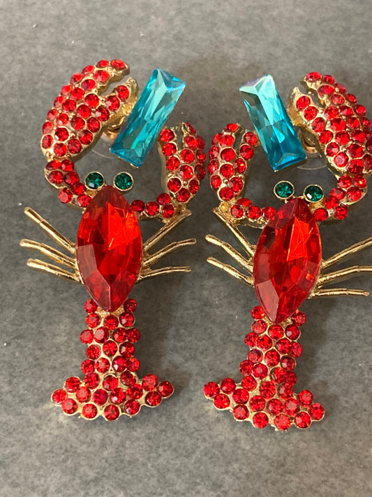 Diamanté lobster earrings