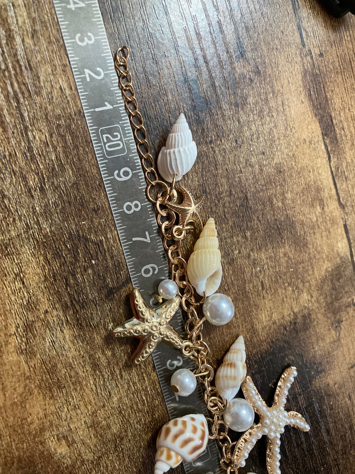 Tropical seashell pearl charm bracelet