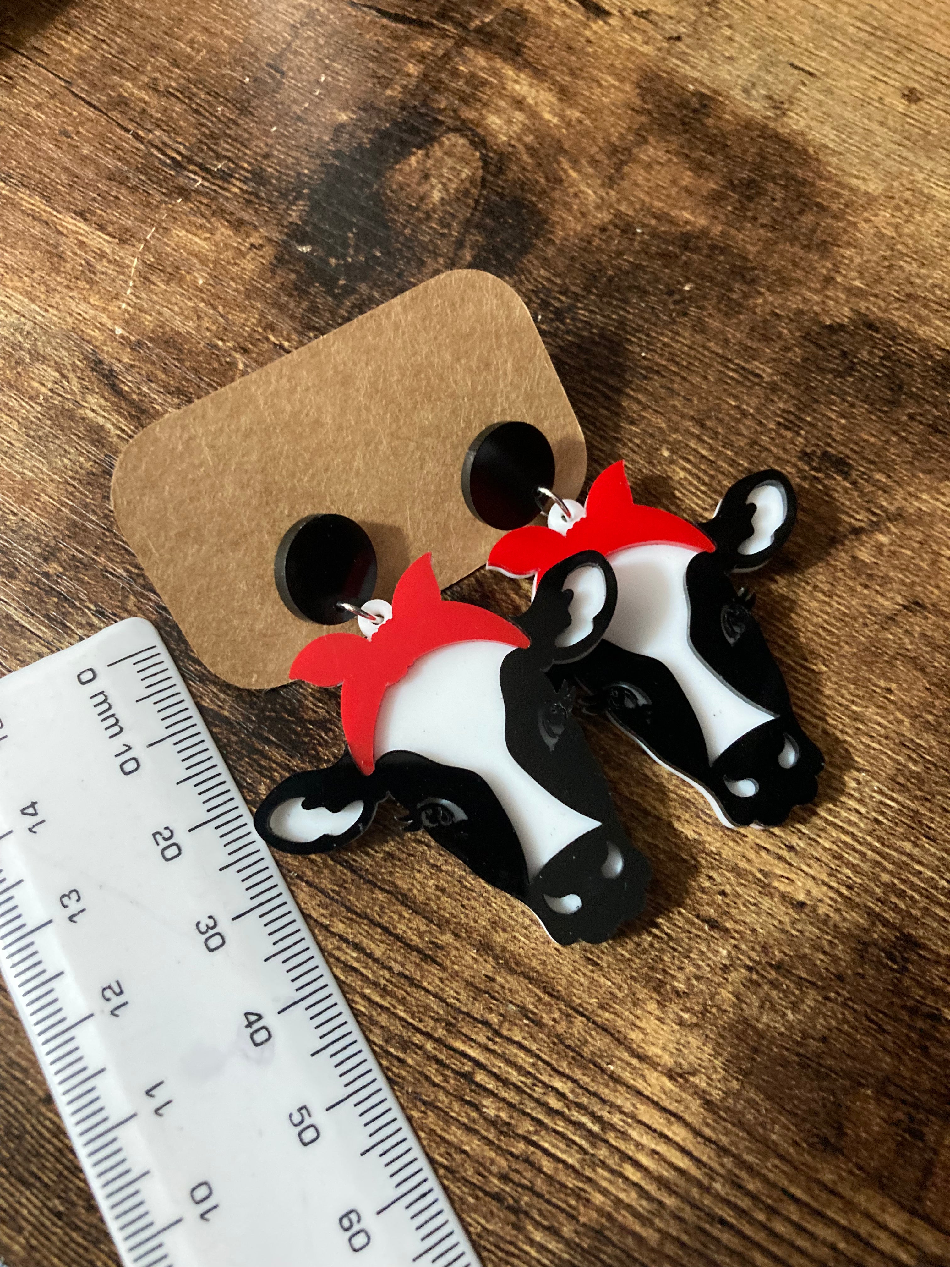 Daisy the cow acrylic earrings