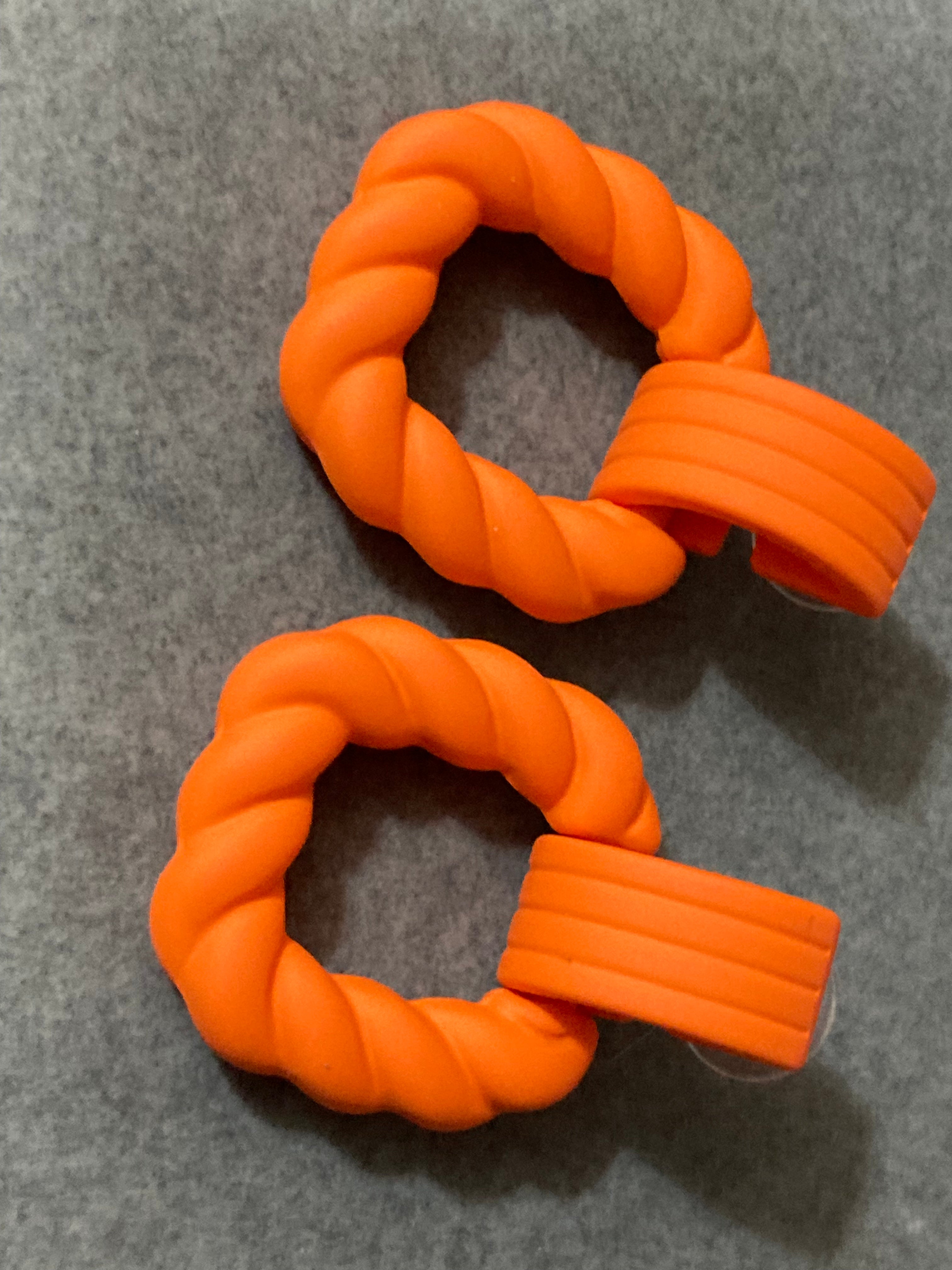 Bright Orange nautical rope twist door knocker earrings