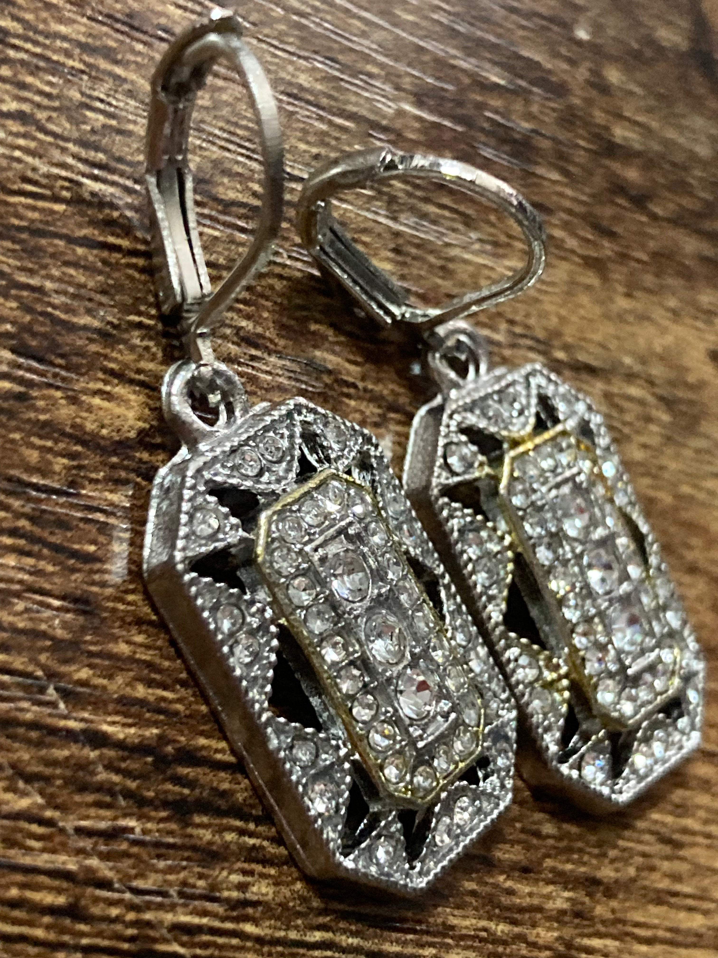 Art deco diamanté geometric octagonal earrings