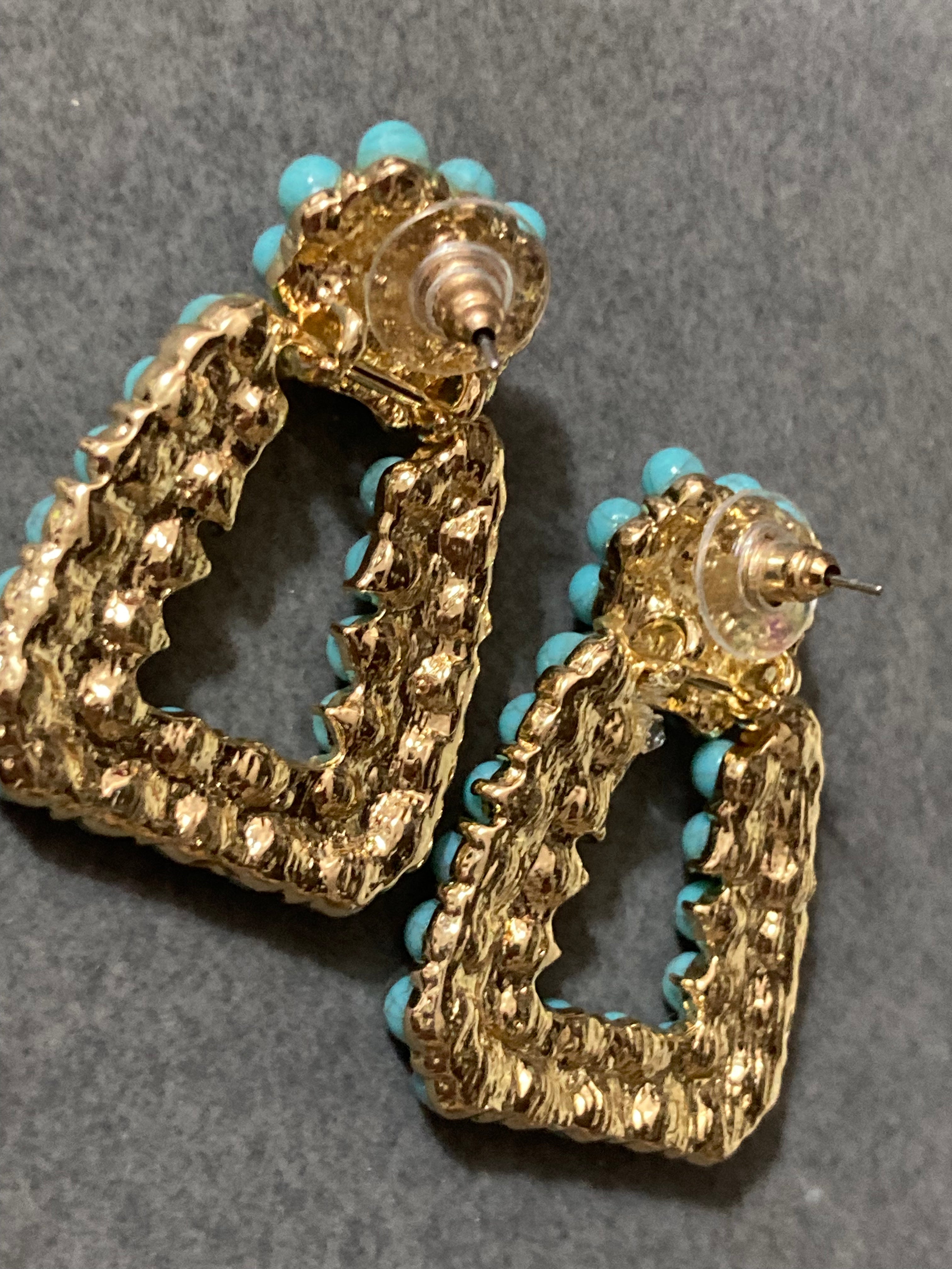 Turquoise beaded door knocker earrings