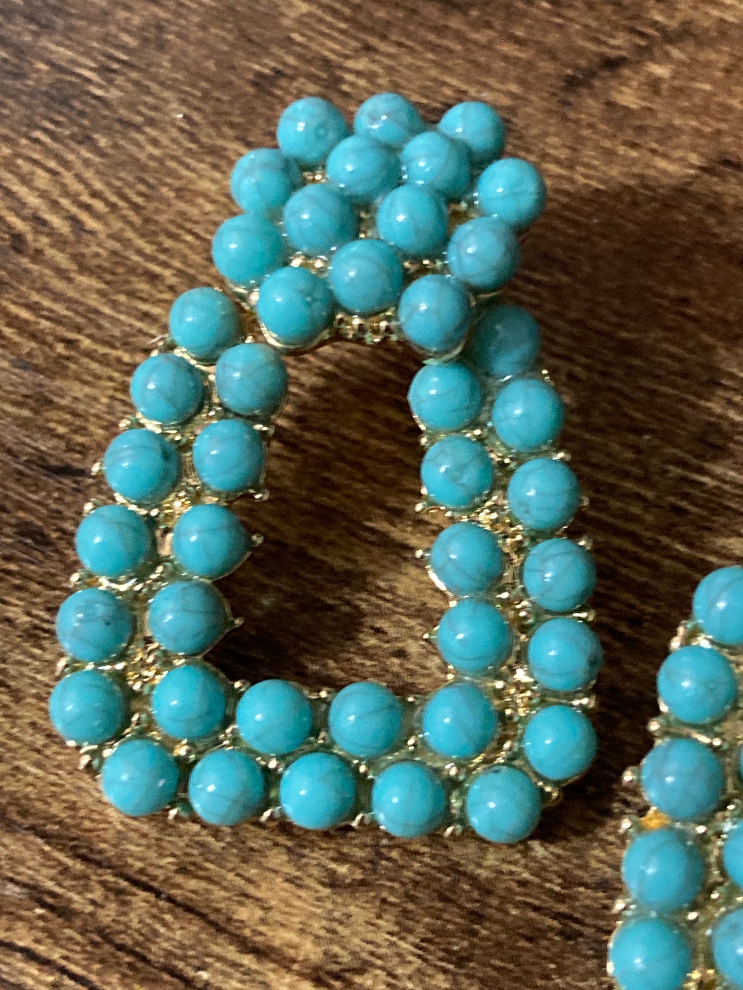 Turquoise beaded door knocker earrings