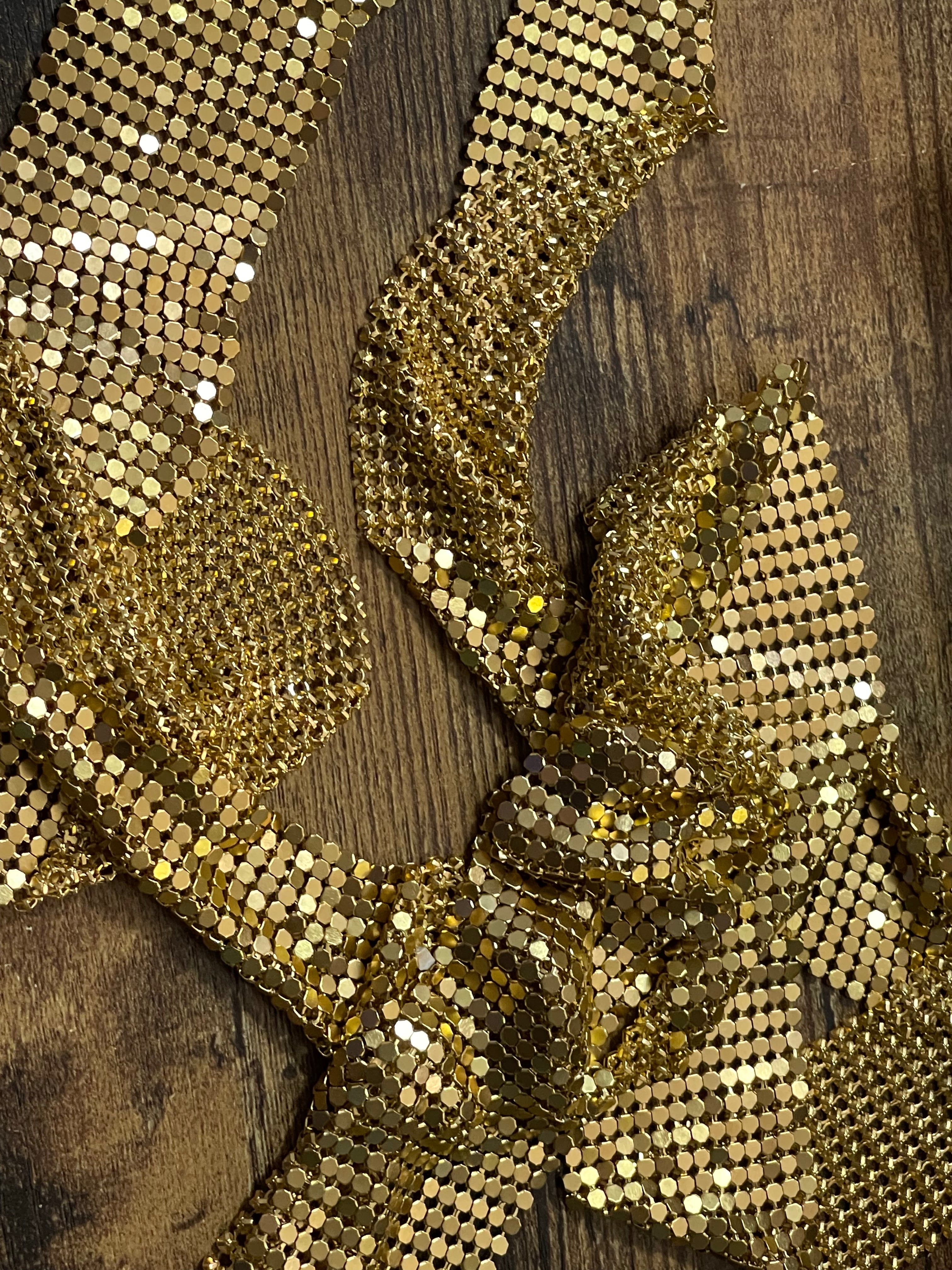 Long gold mesh chainmail versatile necklace