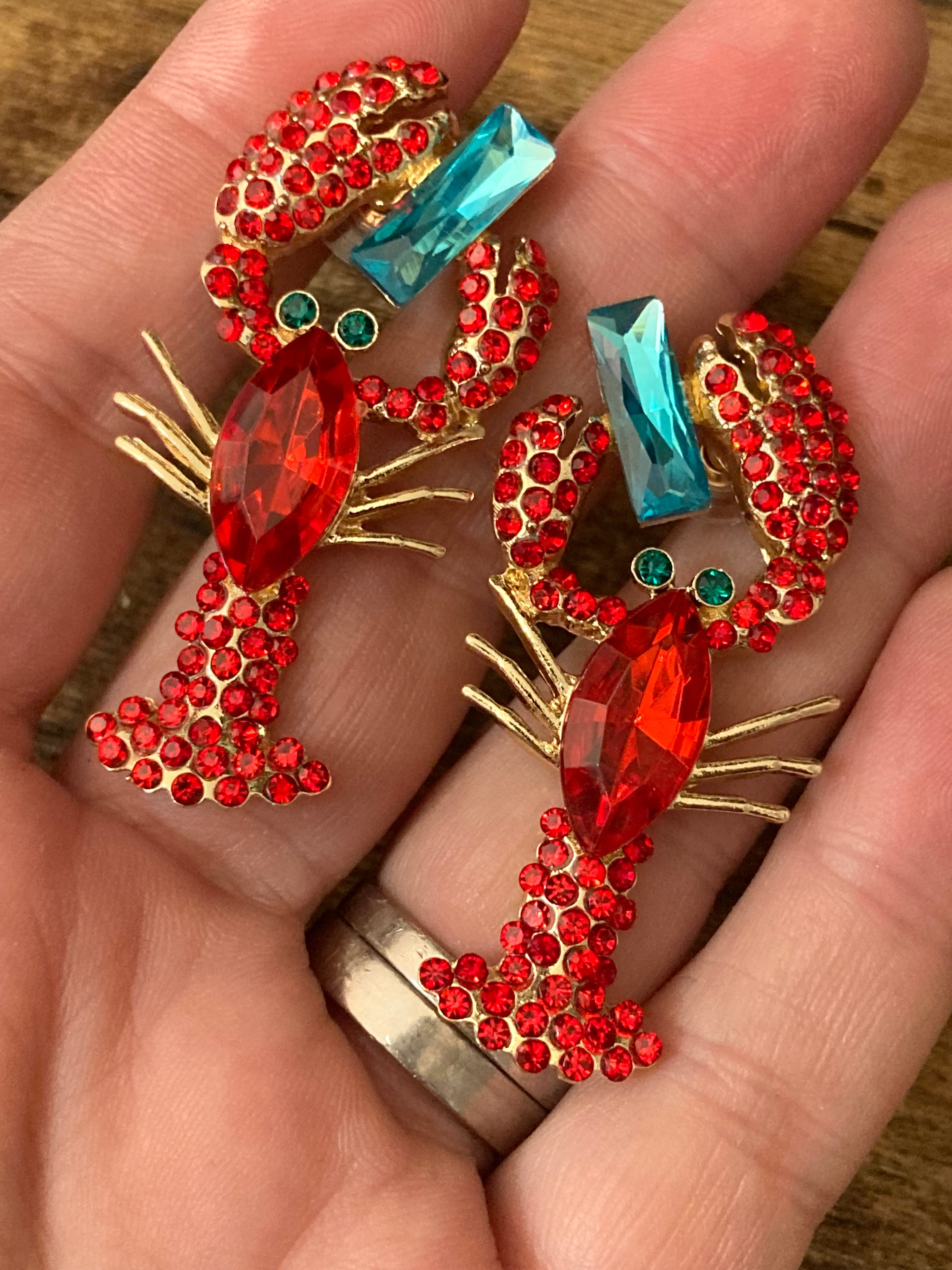 Diamanté lobster earrings