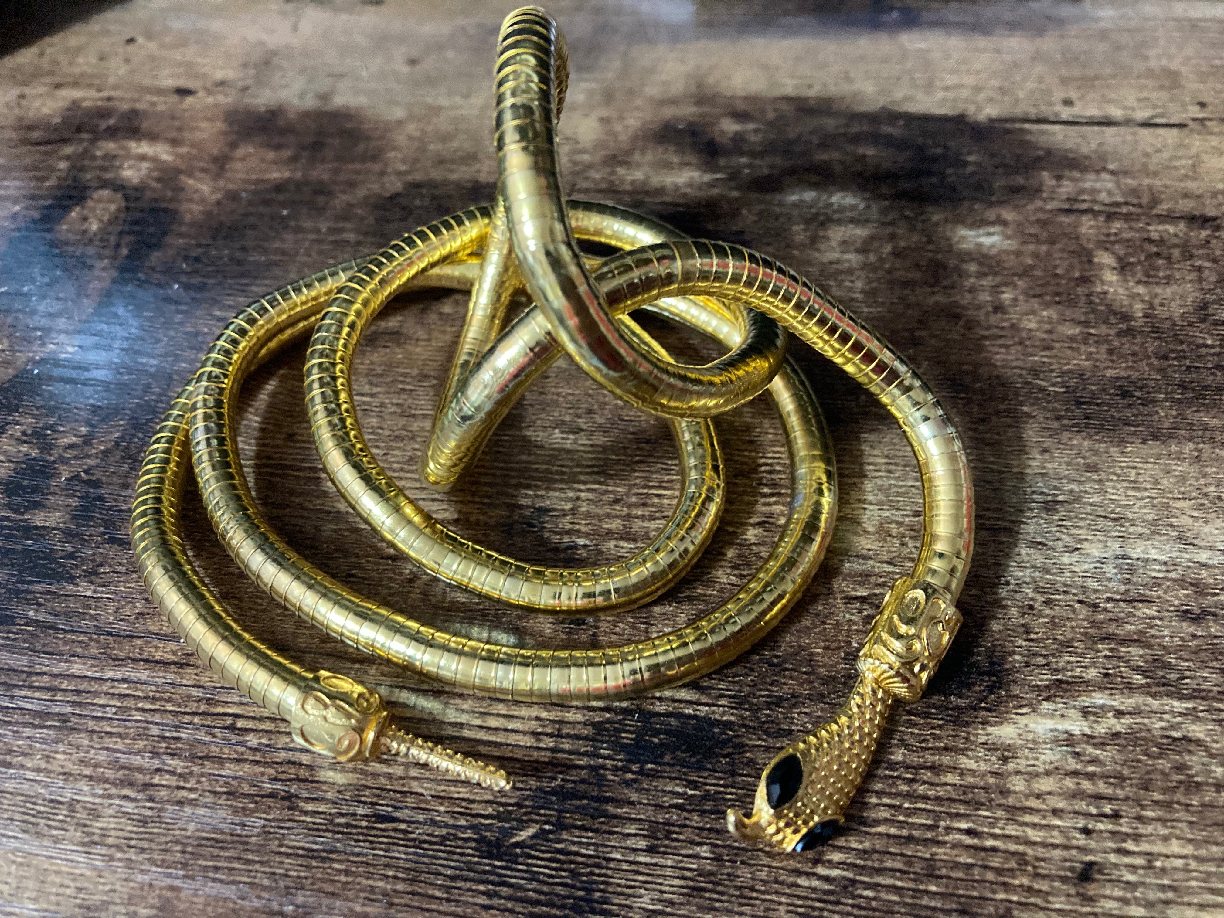 Gold bendy snake choker necklace