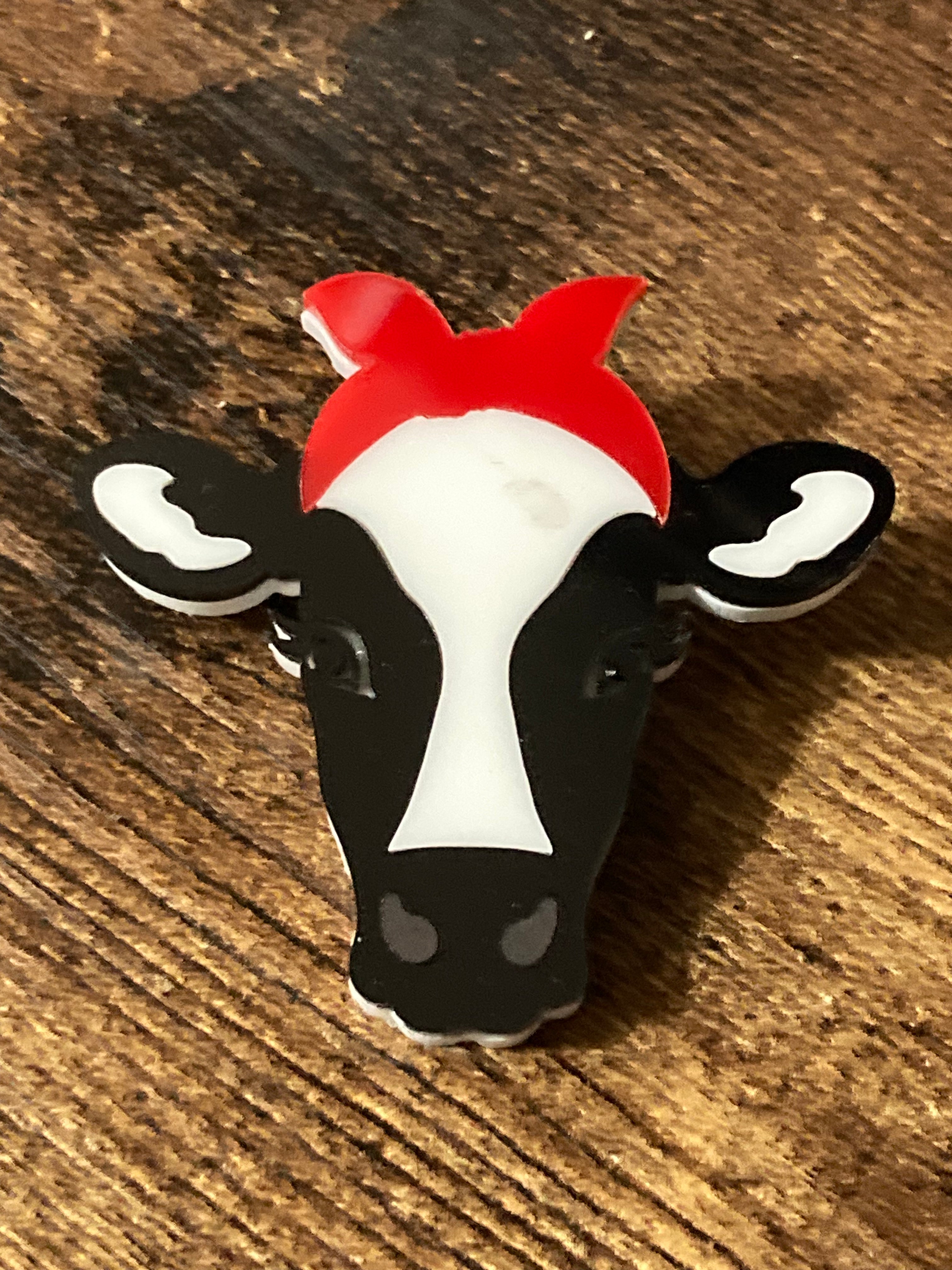 Daisy the cow acrylic brooch