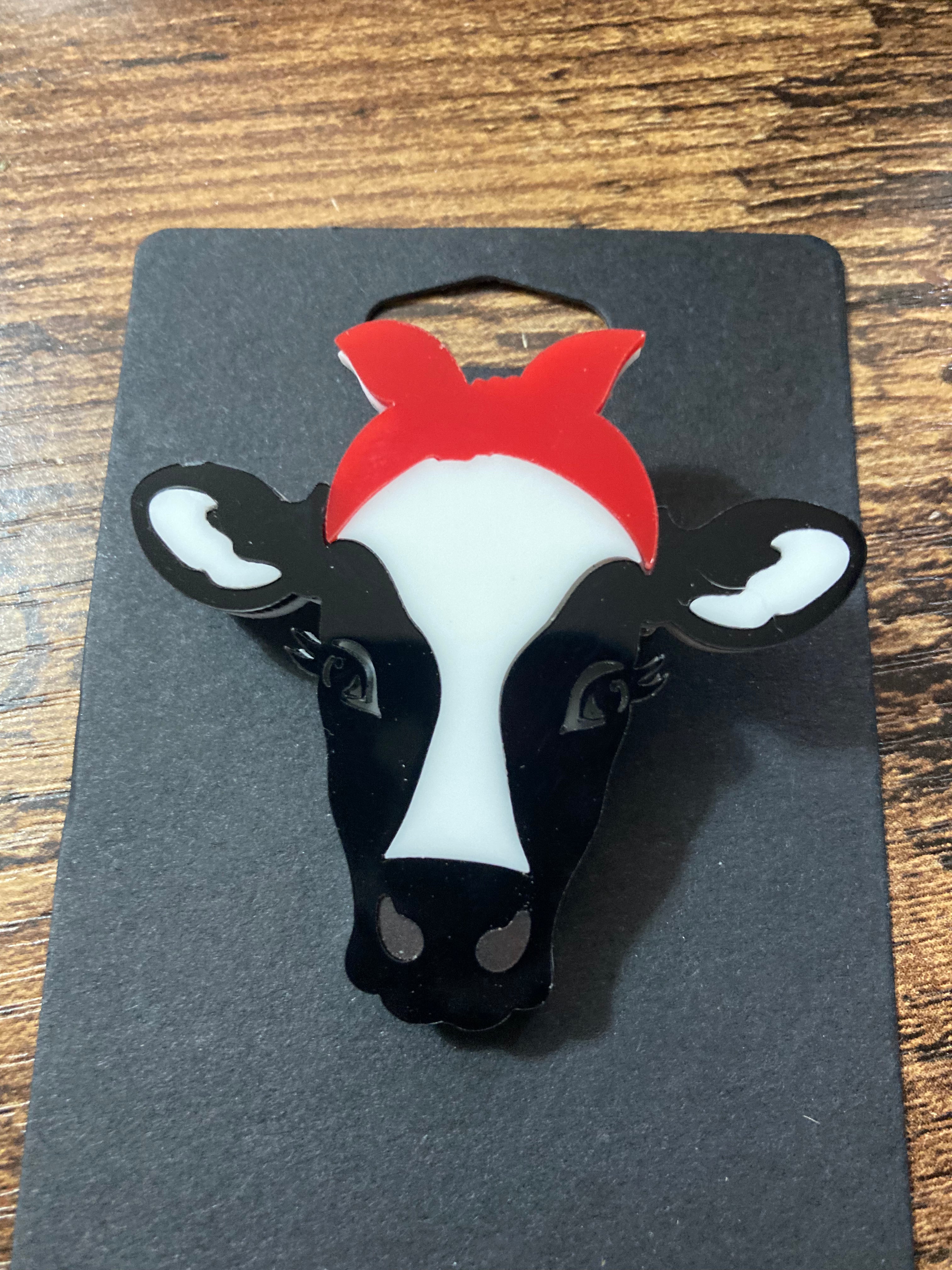 Daisy the cow acrylic brooch