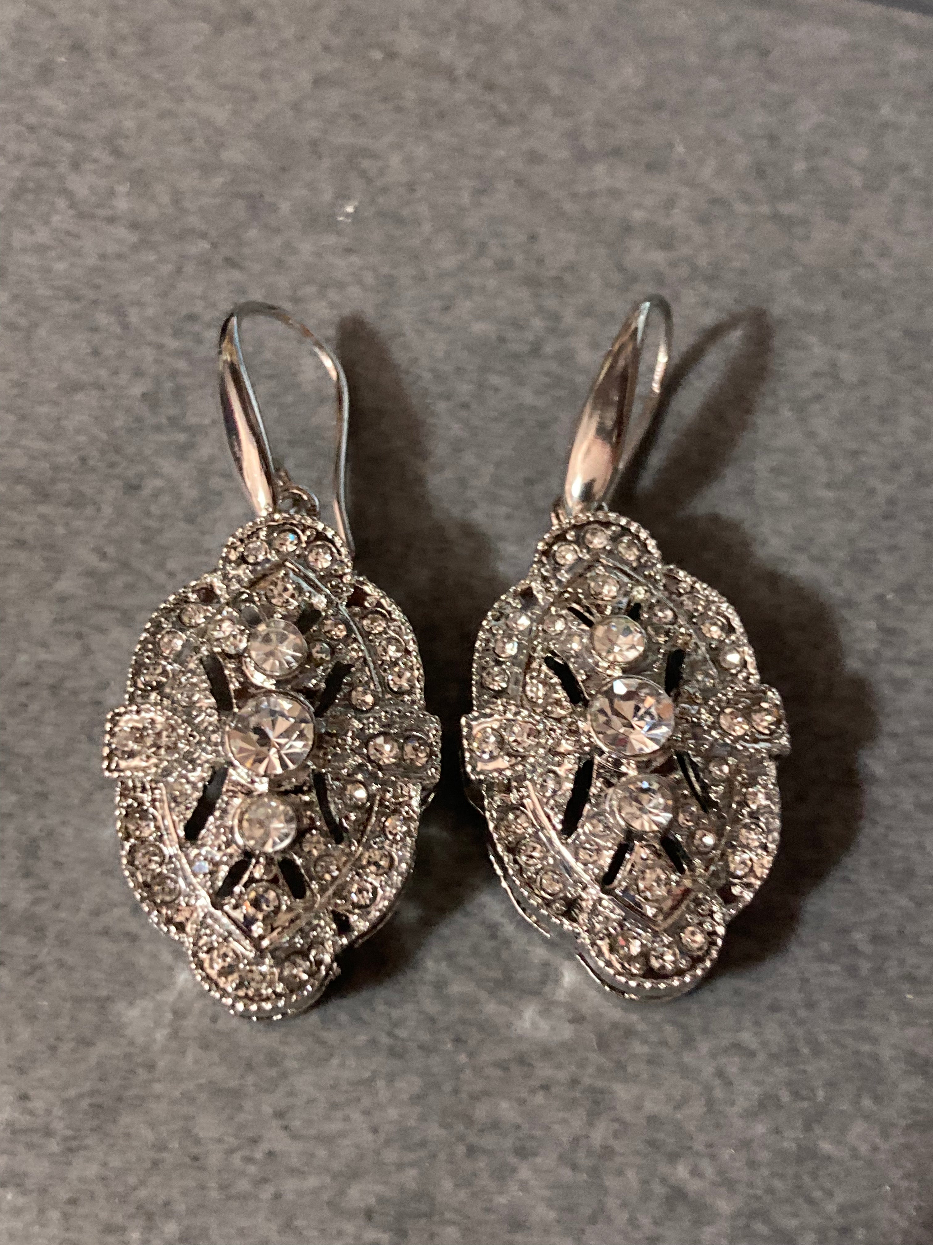 art deco diamanté earrings antique style