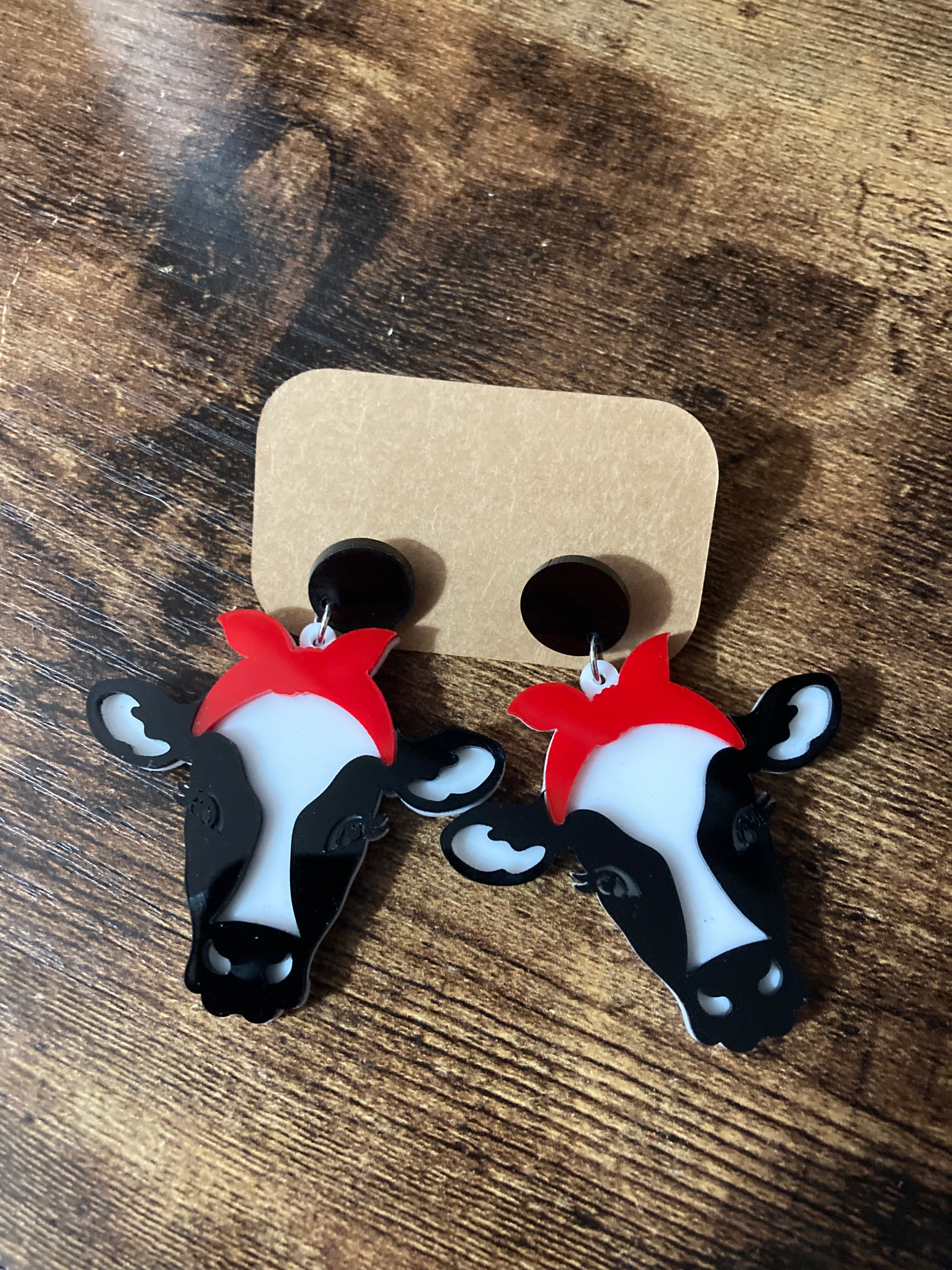 Daisy the cow acrylic earrings