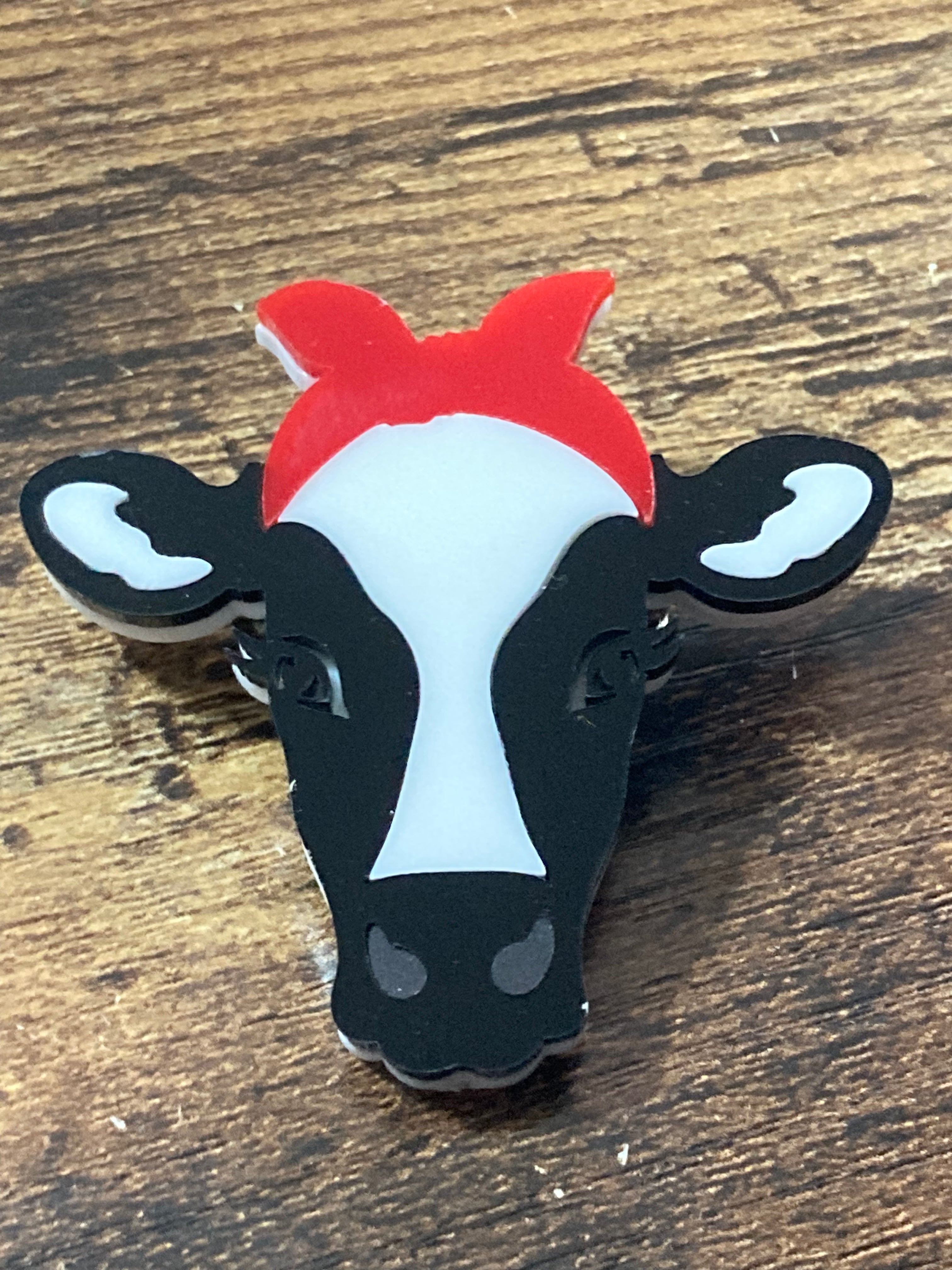 Daisy the cow acrylic brooch