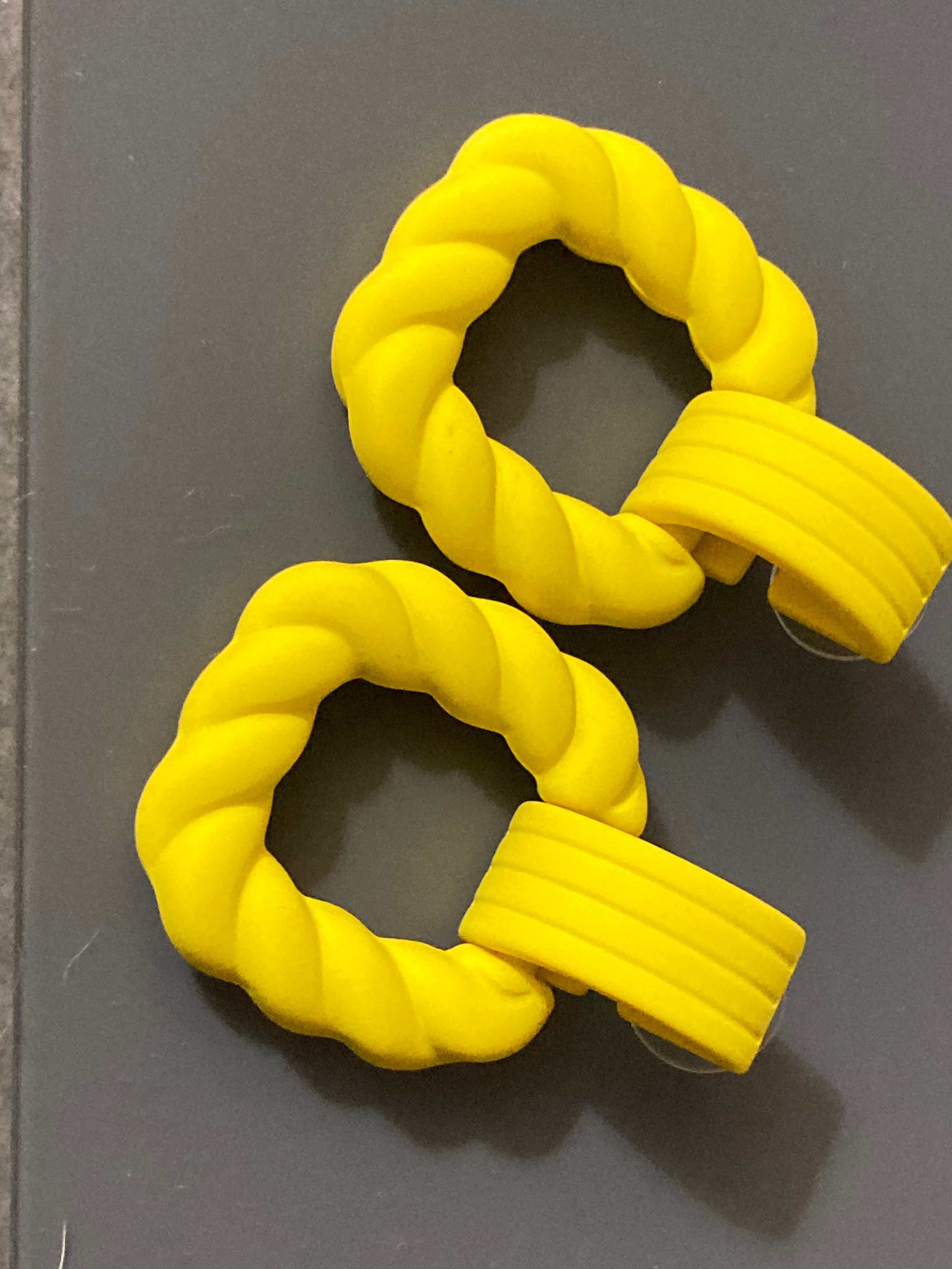 Bright Yellow nautical rope twist door knocker earrings