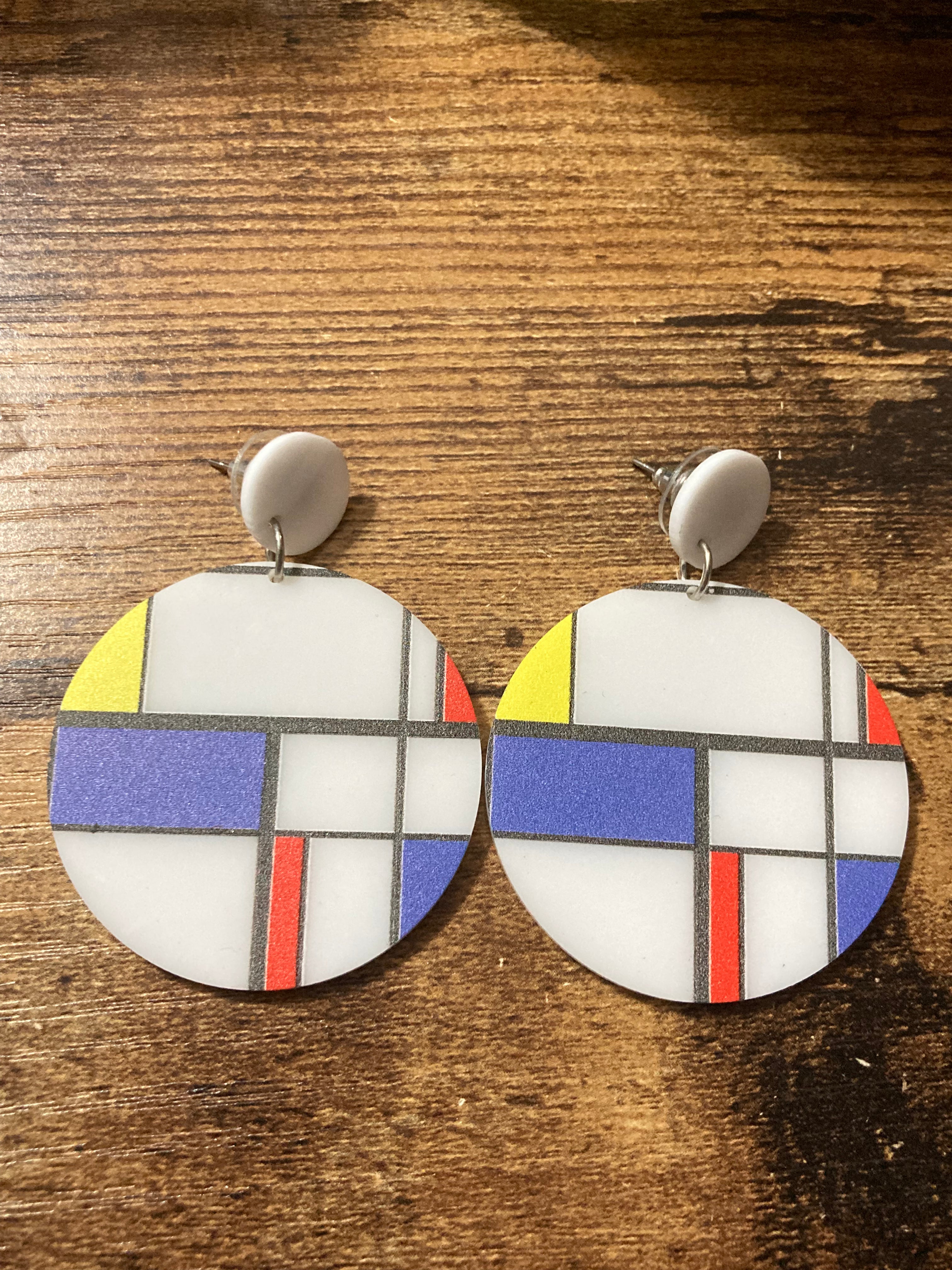 Bauhaus Mondrian dangly earrings