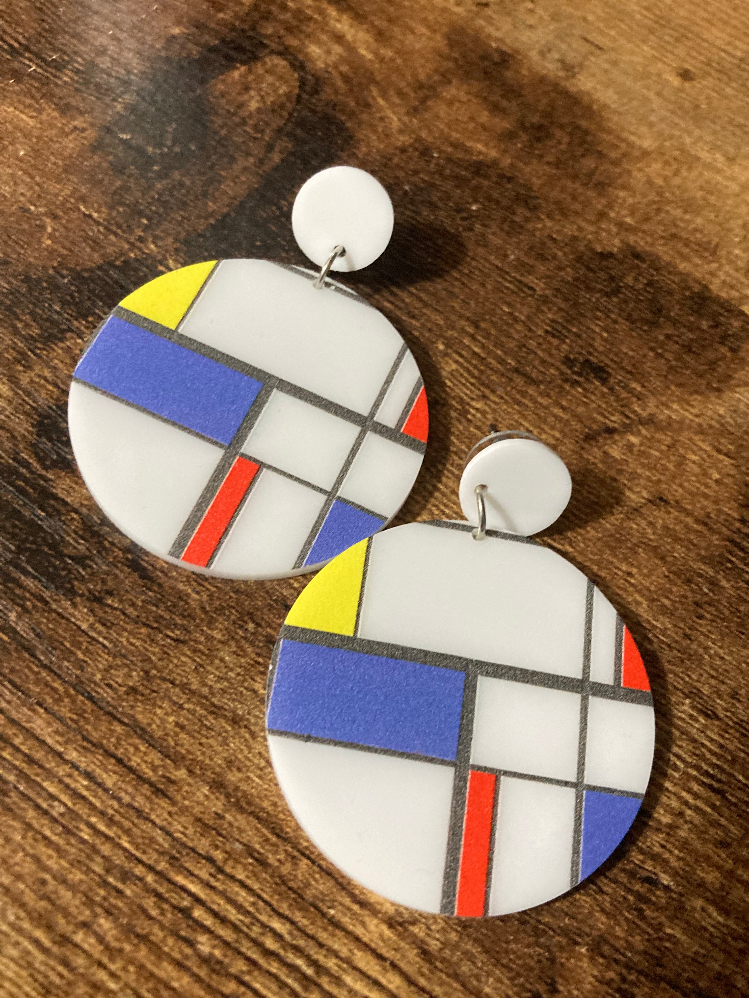 Bauhaus Mondrian dangly earrings