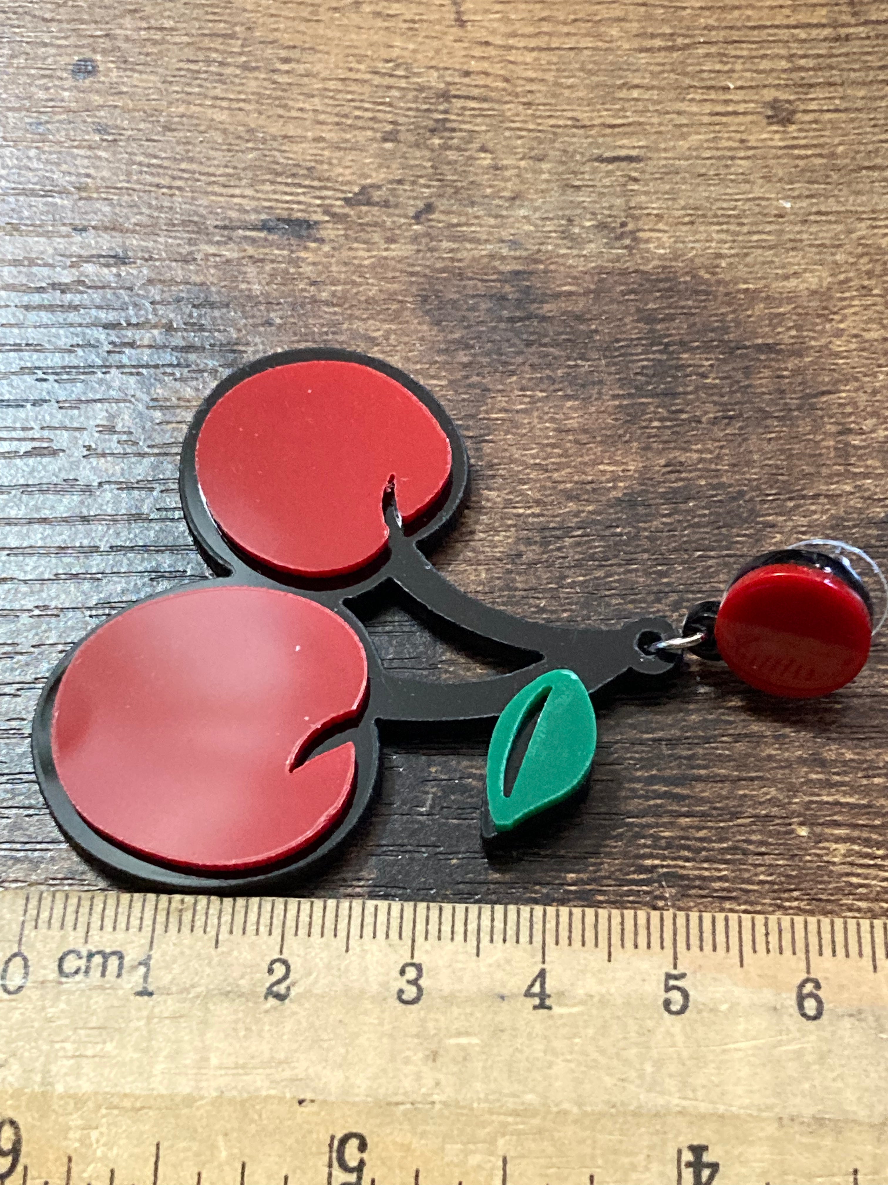 Bright Red cherry earrings Oversized acrylic