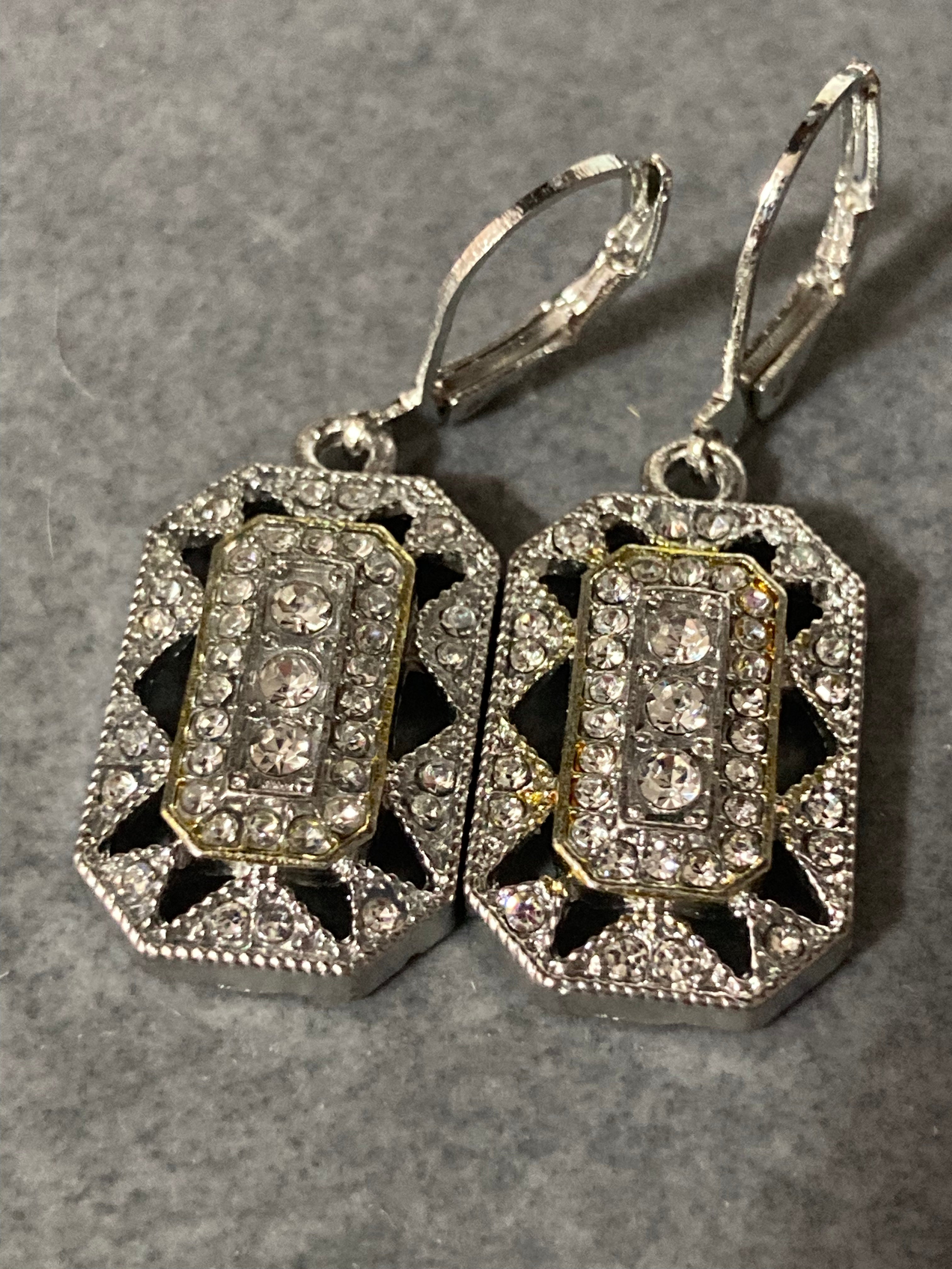 Art deco diamanté geometric octagonal earrings