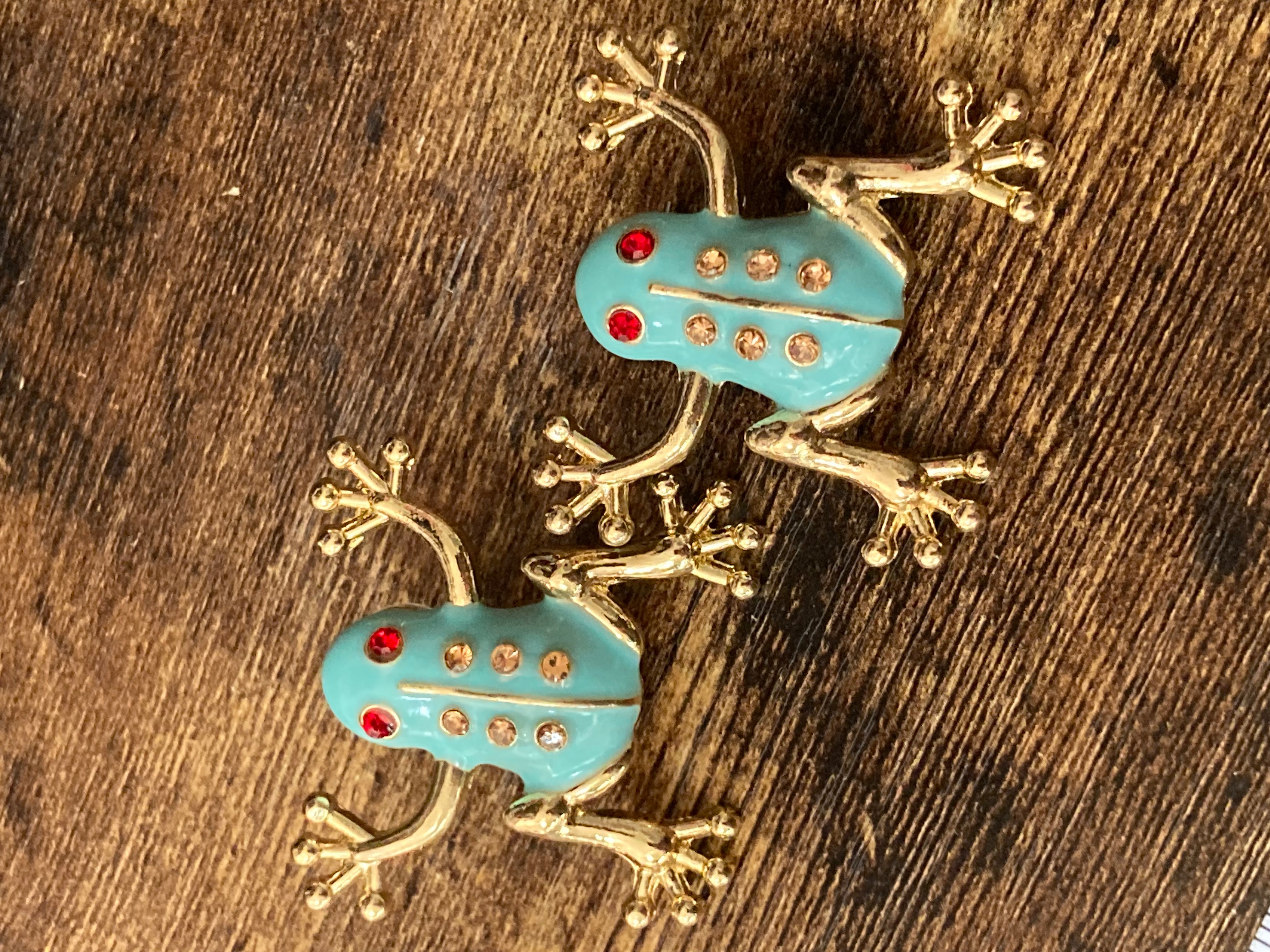 Oversized gold diamanté frog earrings