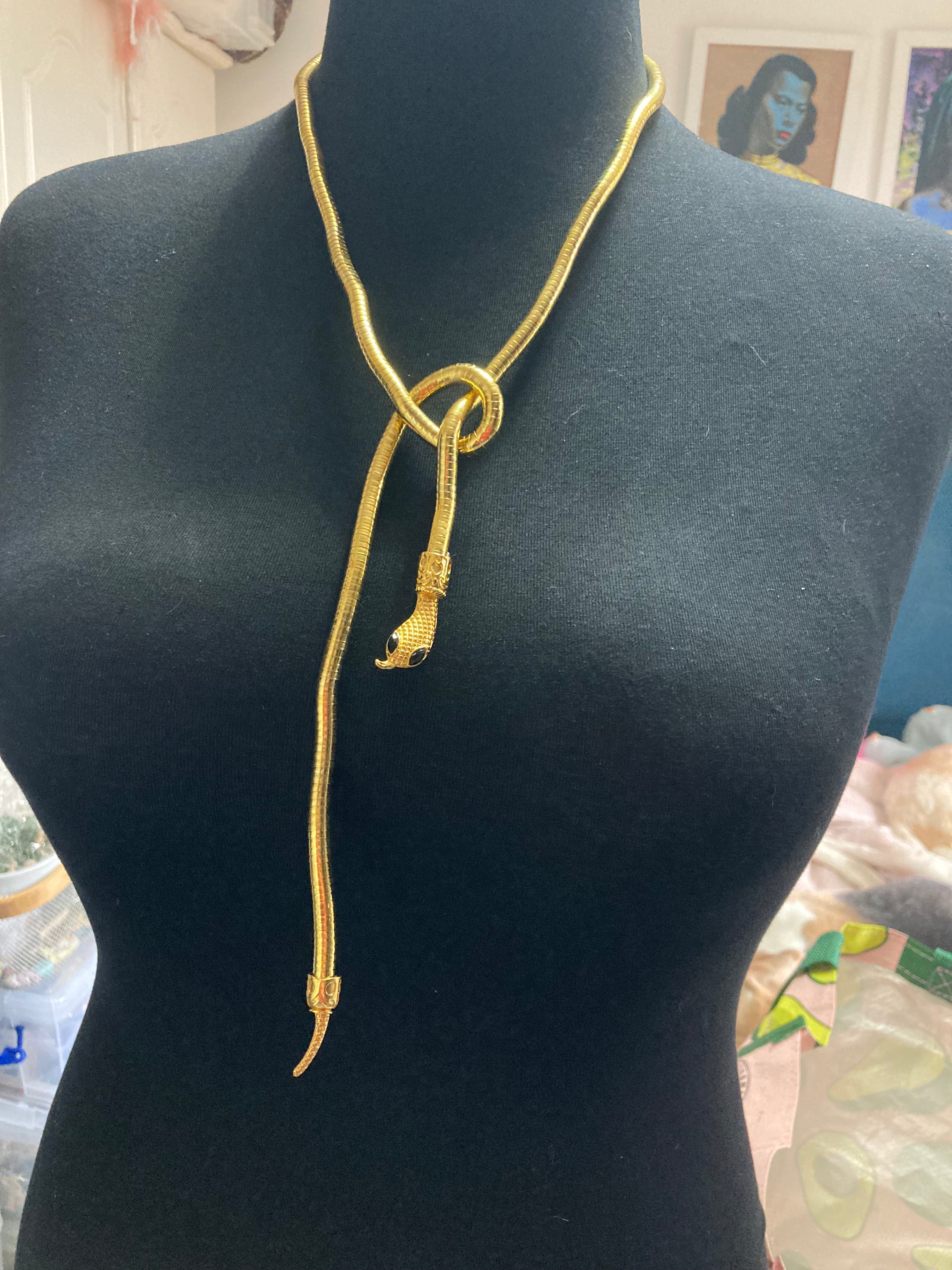 Gold bendy snake choker necklace