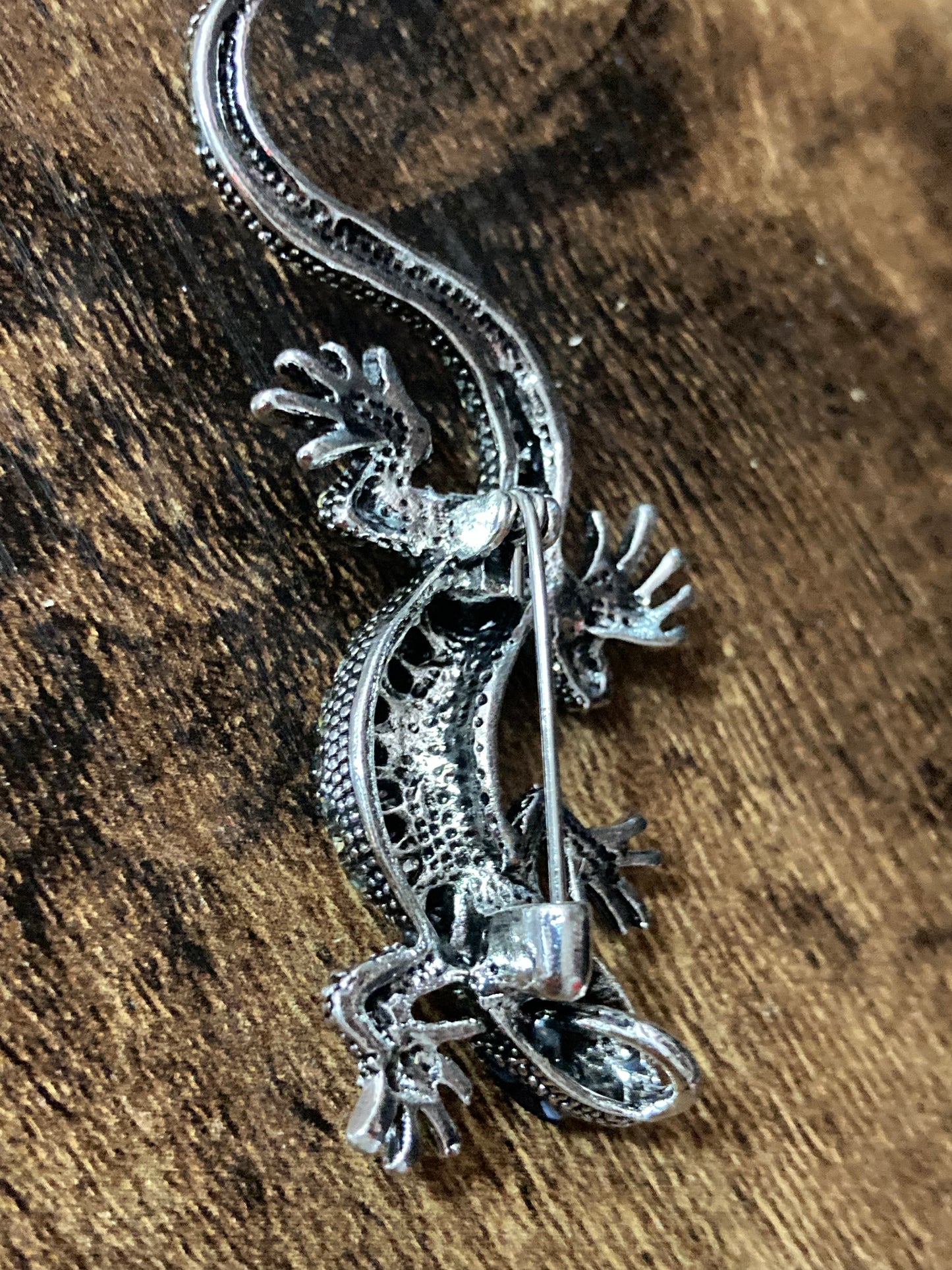 Diamanté lizard brooch and pendant