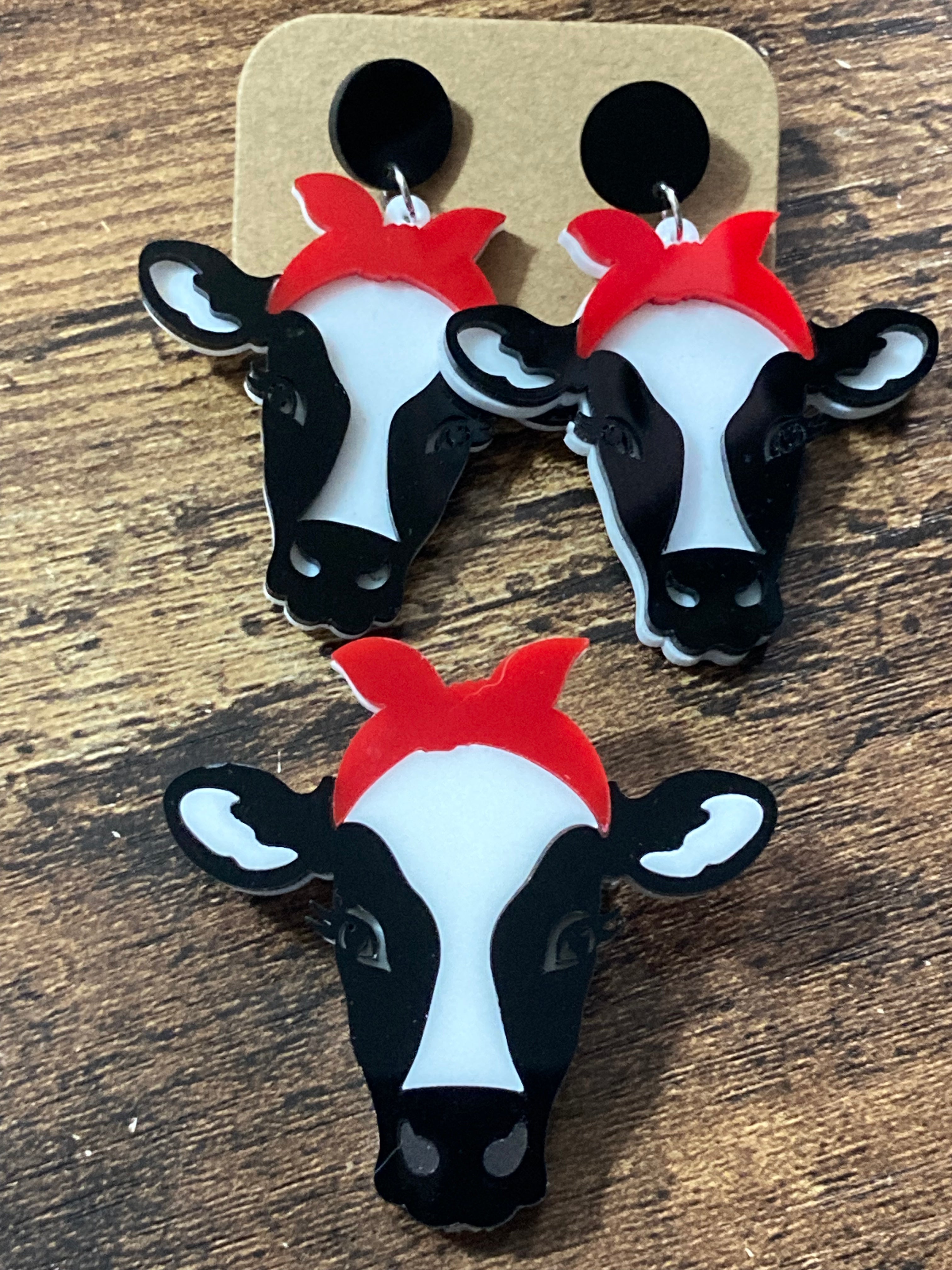 Daisy the cow acrylic brooch