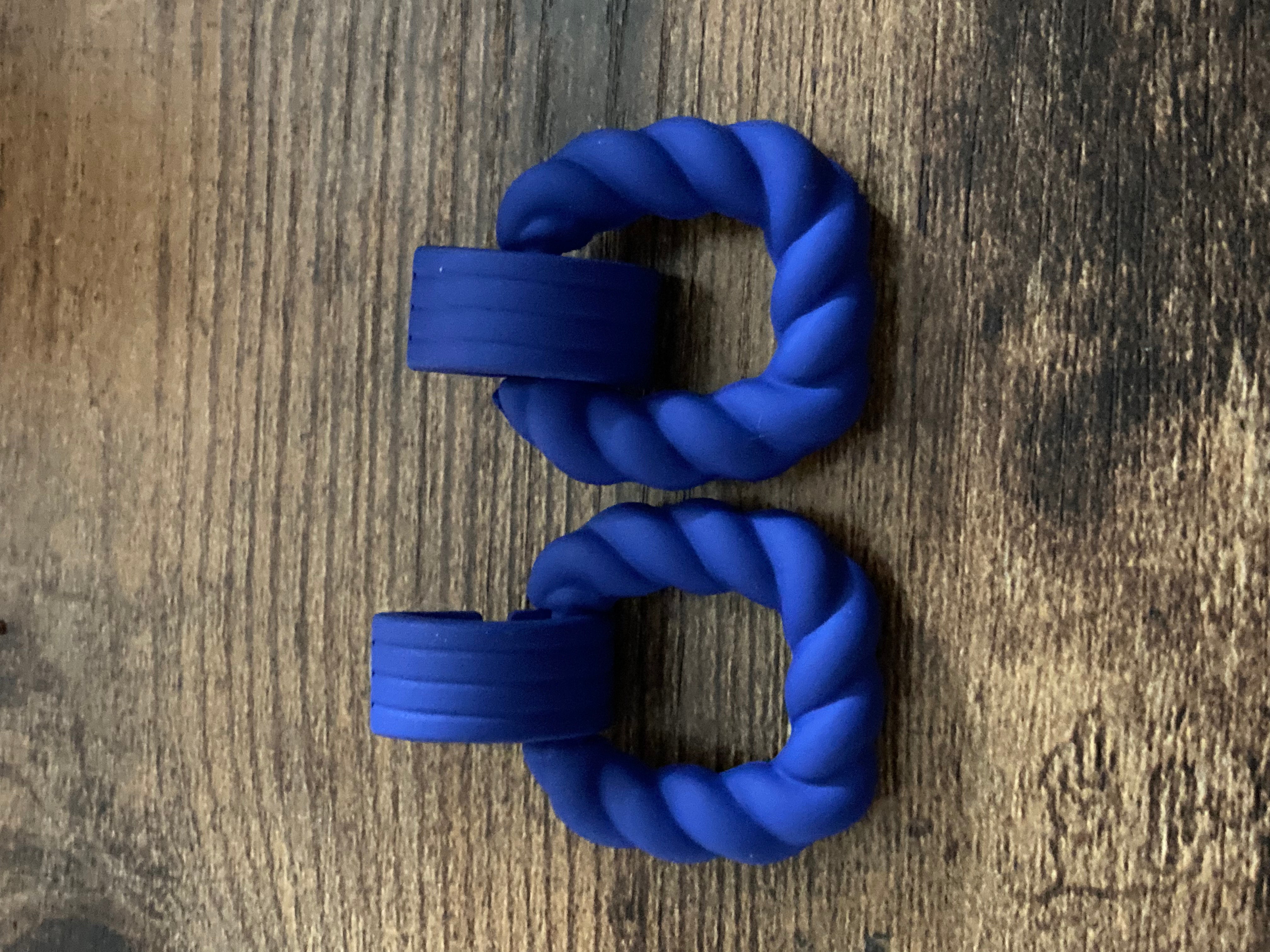 Cobalt blue nautical rope twist door knocker earrings