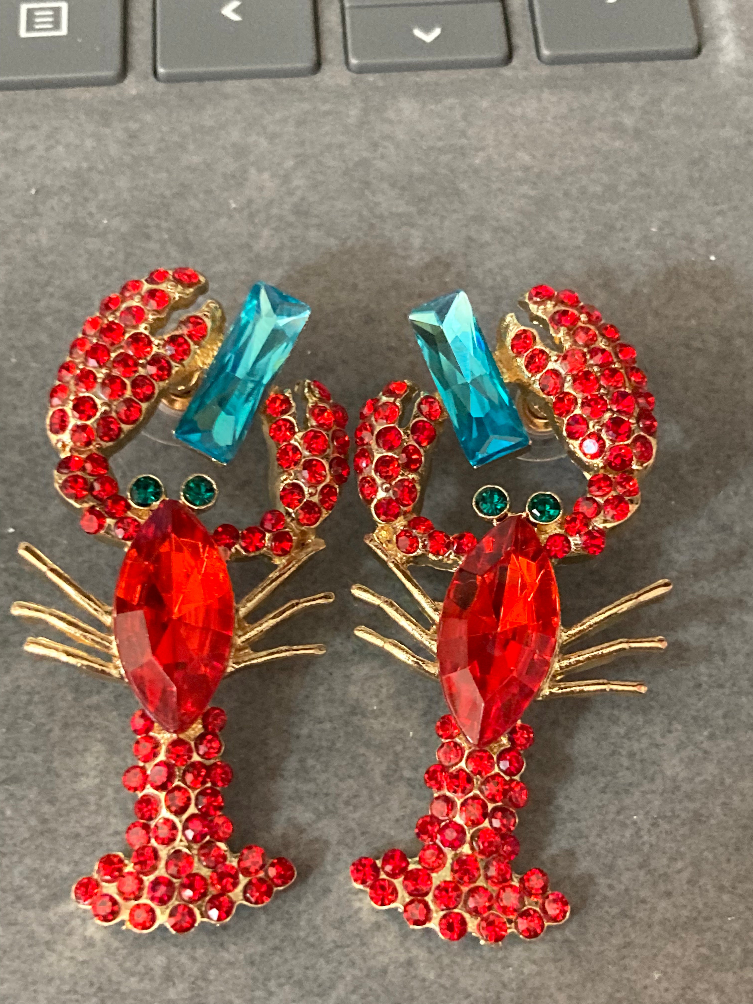 Diamanté lobster earrings