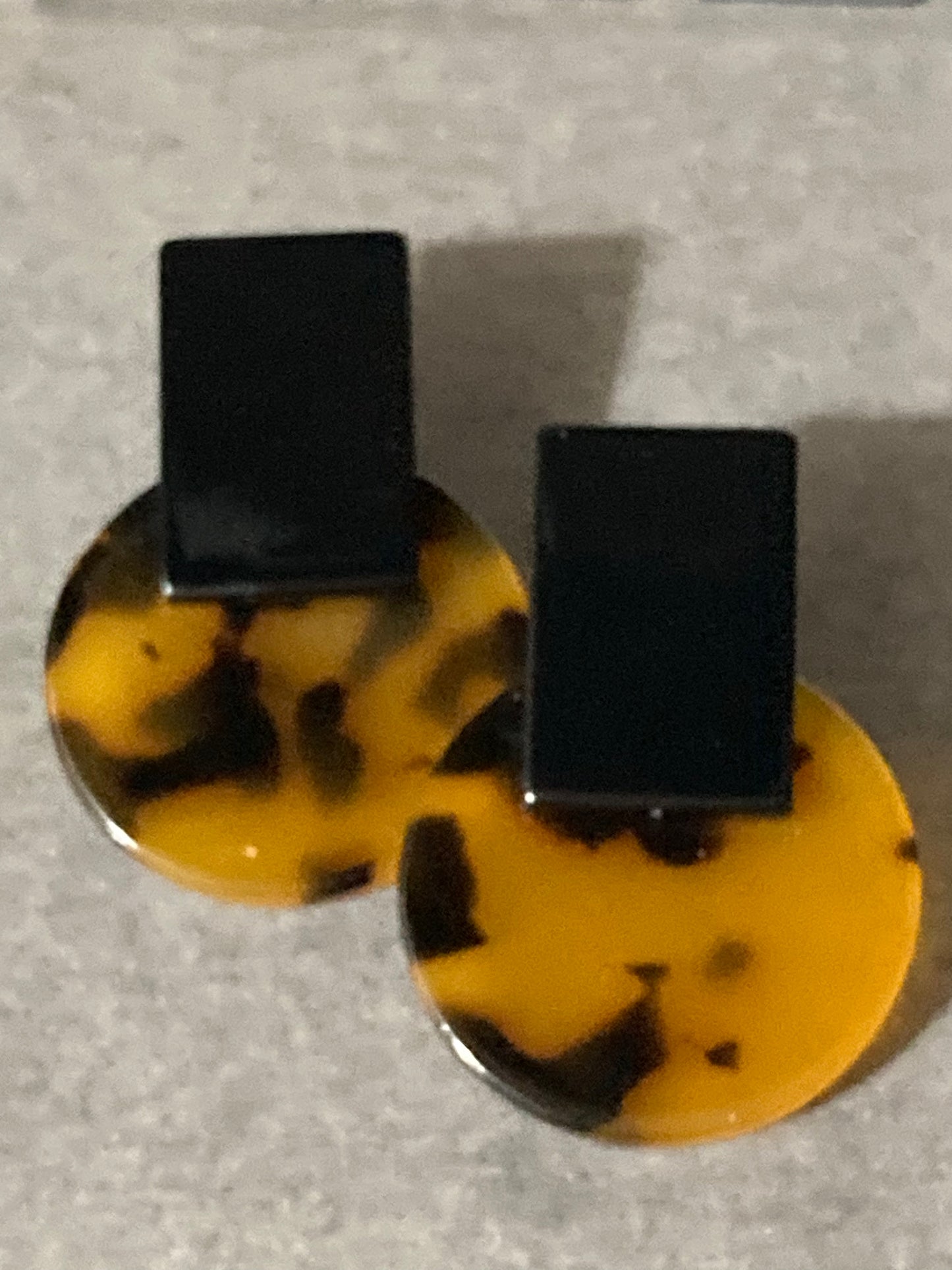 Faux tortoiseshell black acrylic drop earrings