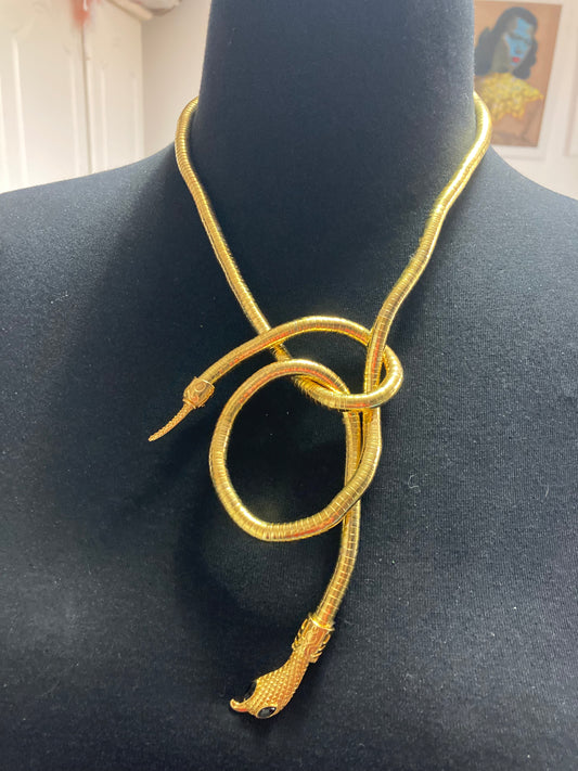 Gold bendy snake choker necklace