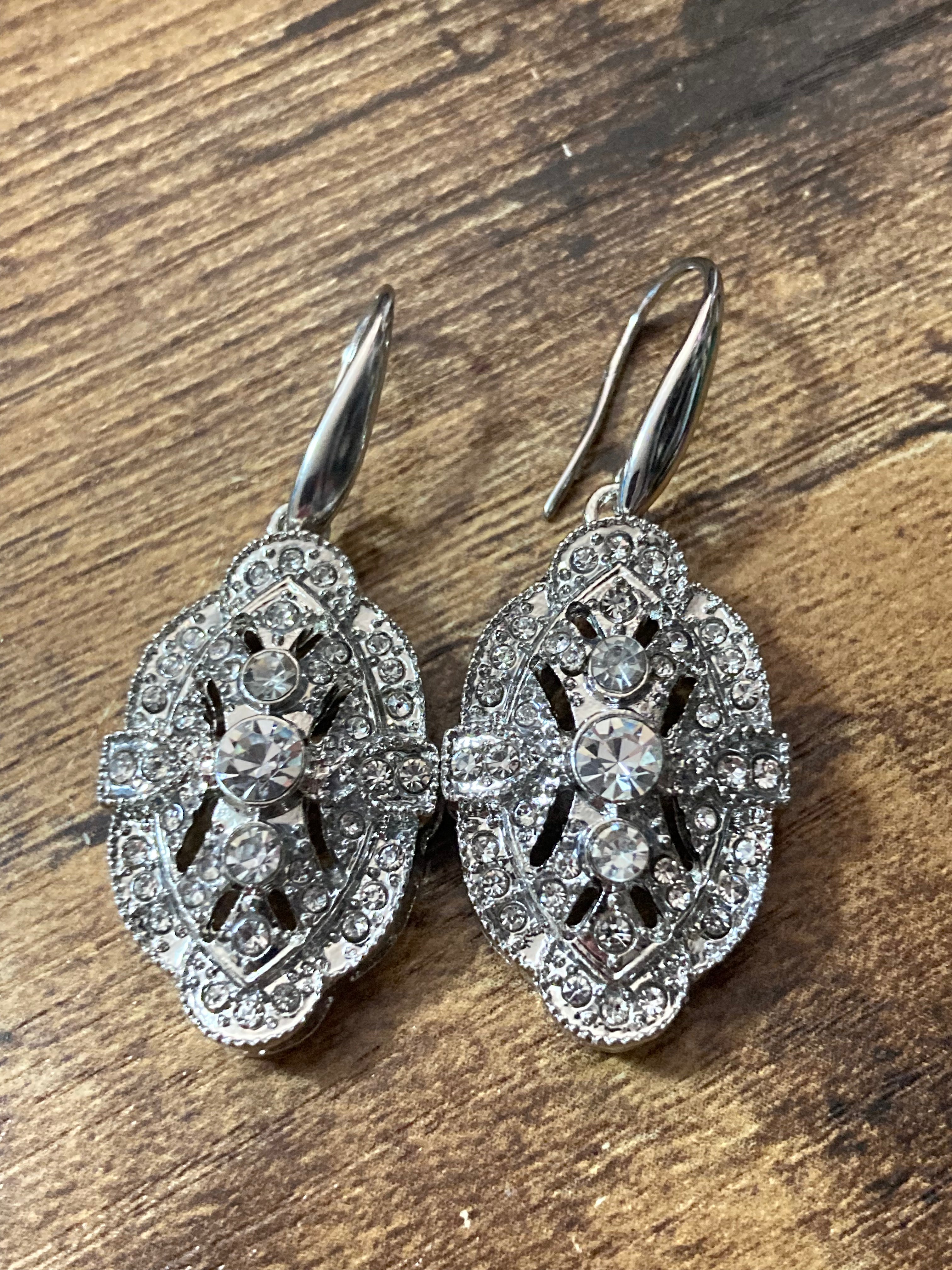 art deco diamanté earrings antique style