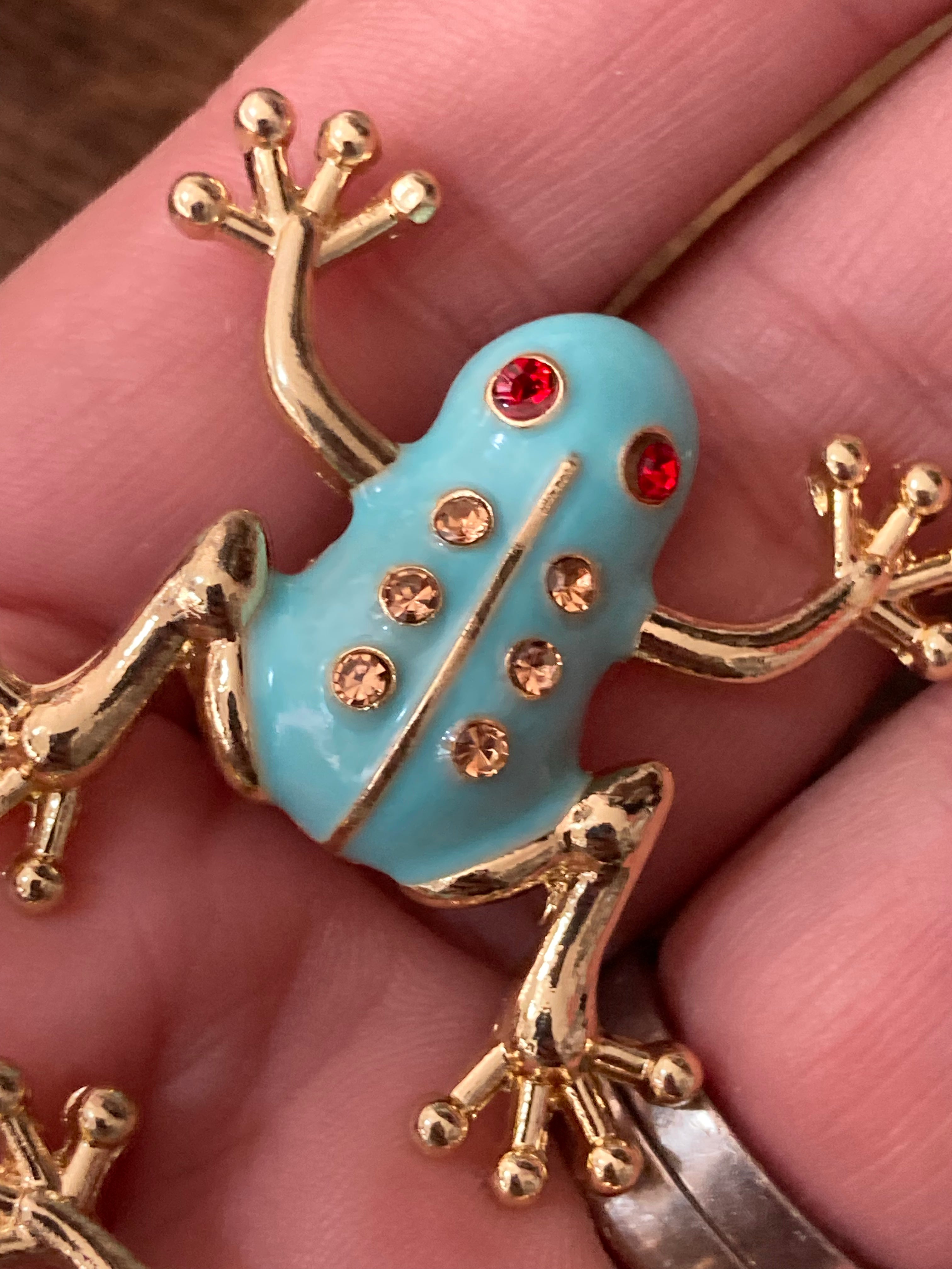 Oversized gold diamanté frog earrings