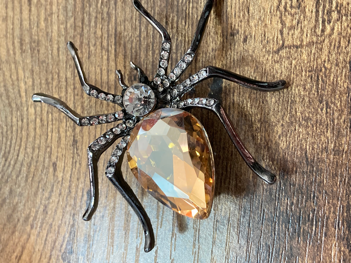 Large spider brooch citrine diamanté