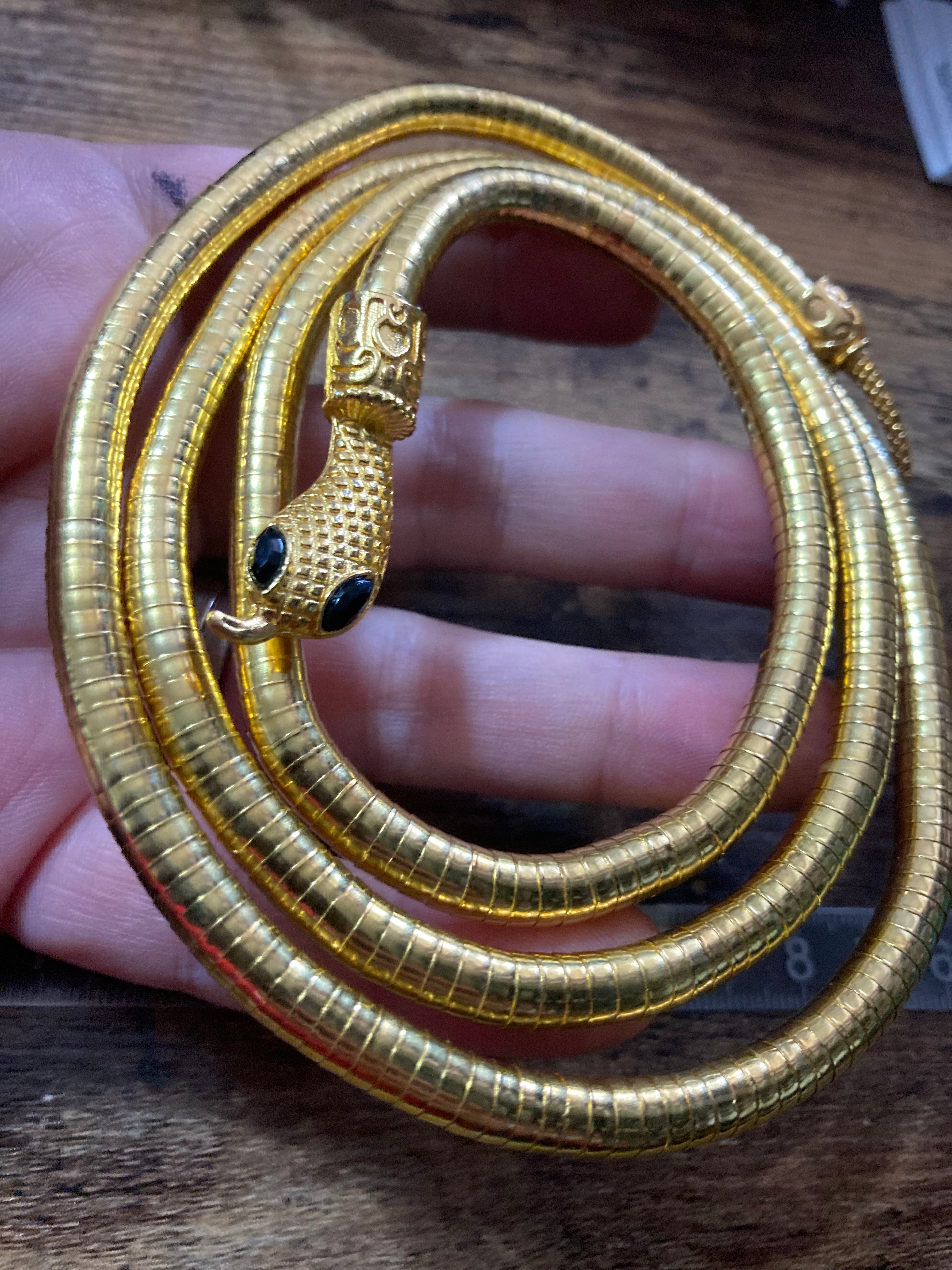 Gold bendy snake choker necklace