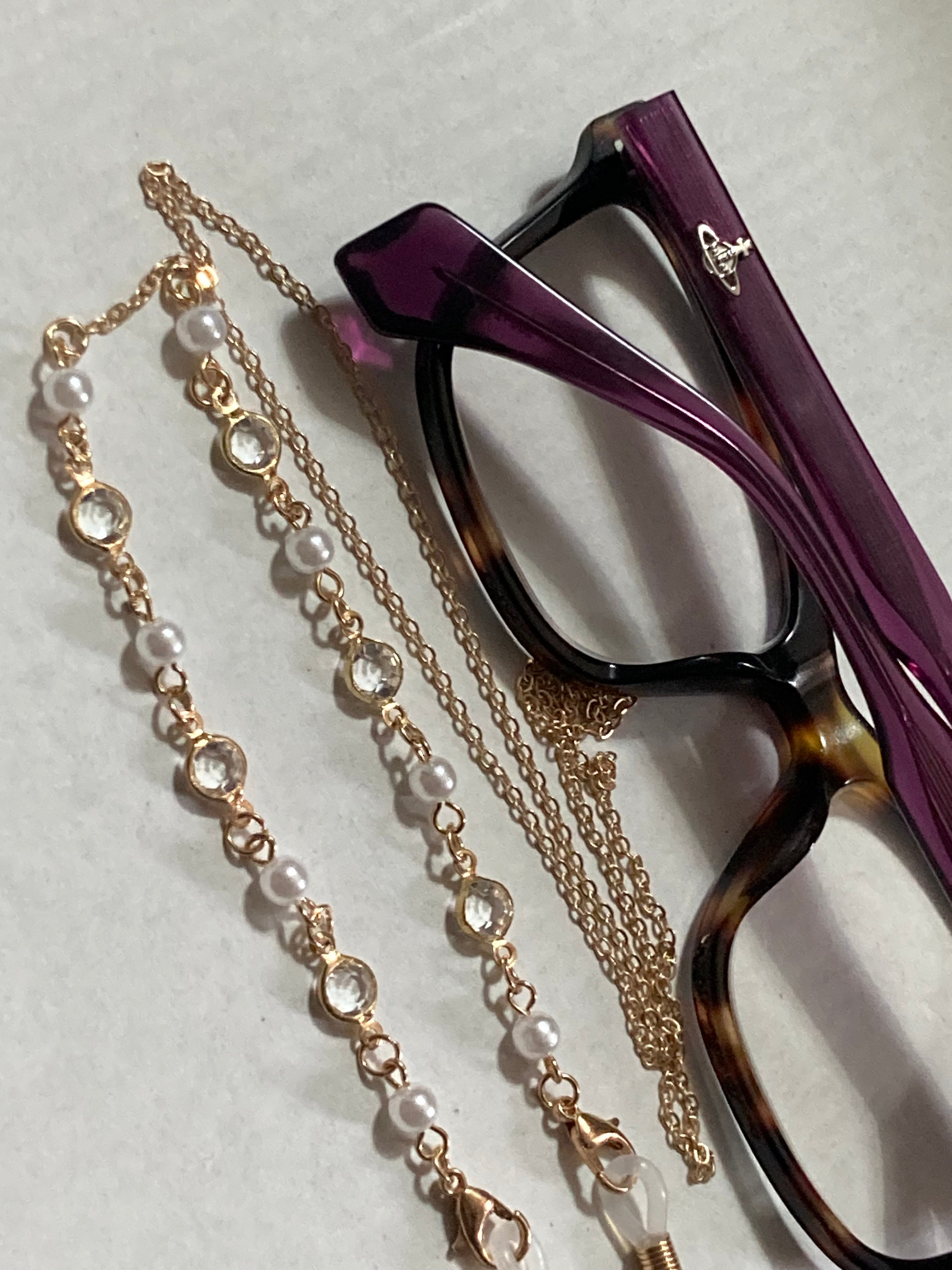 Sunglasses glasses gold diamanté chain