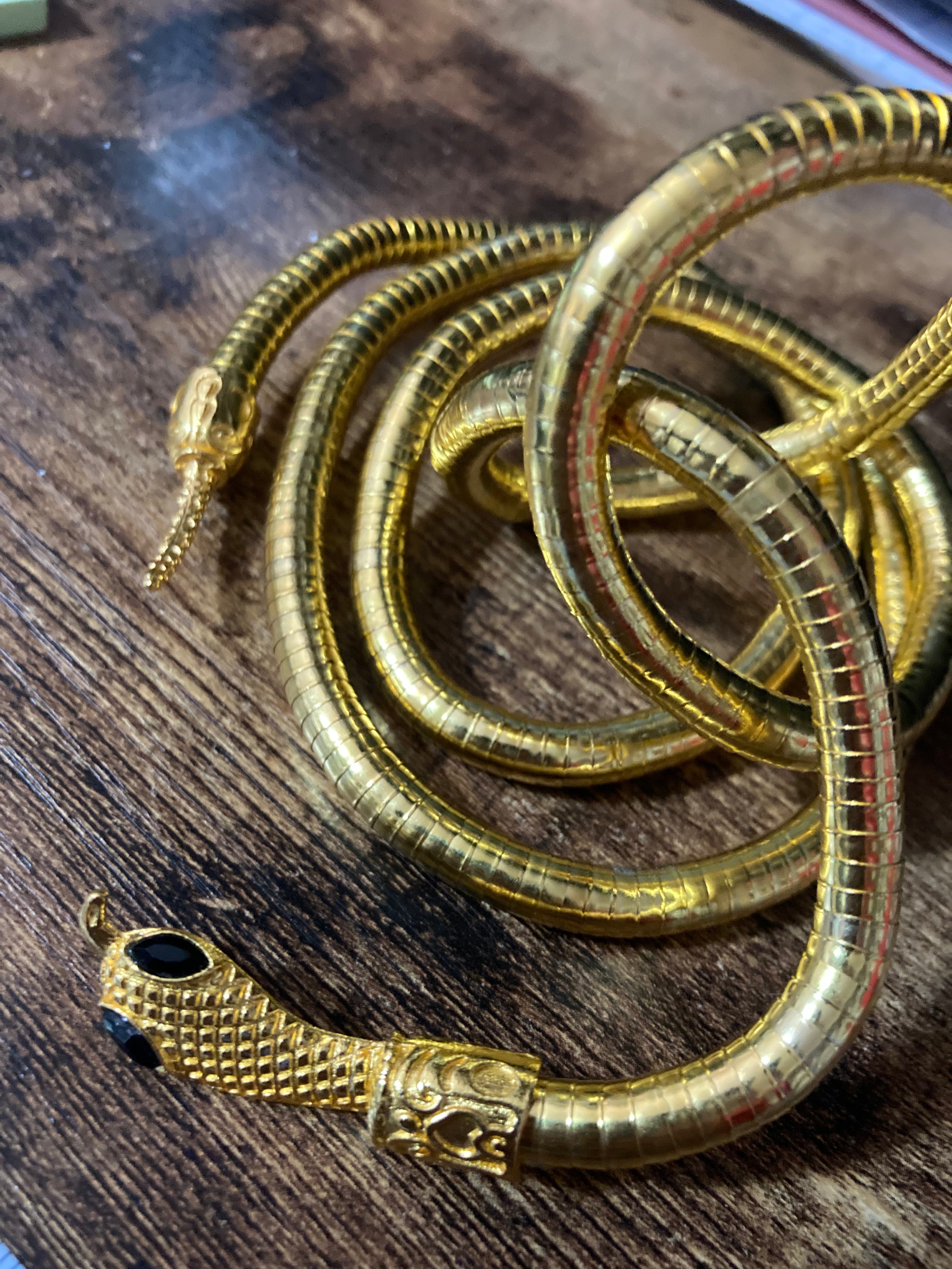 Gold bendy snake choker necklace