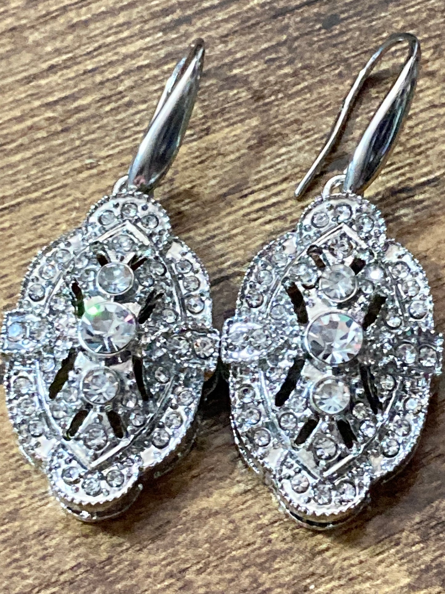 art deco diamanté earrings antique style