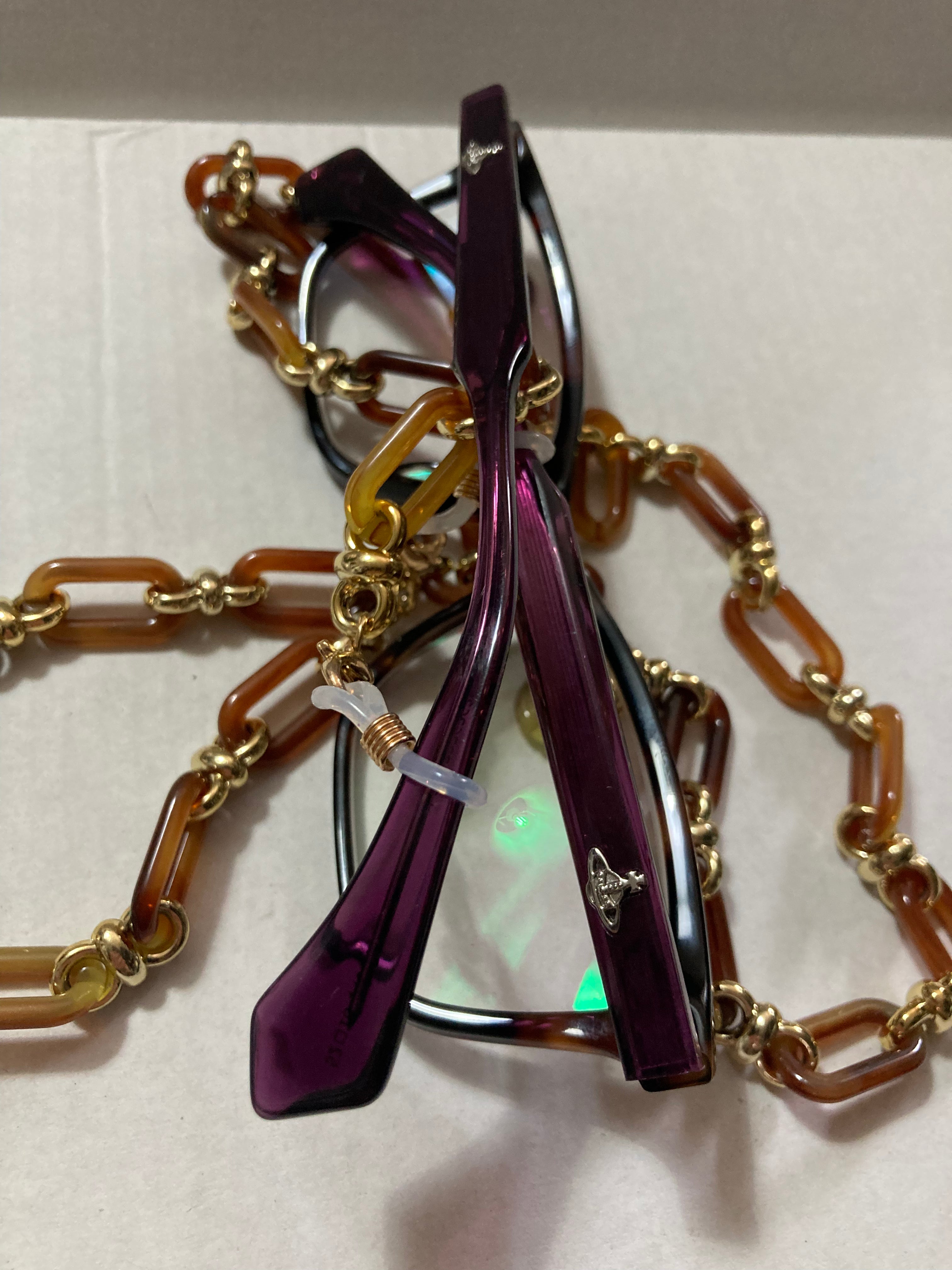 Glasses chain acrylic Faux tortoiseshell lanyard