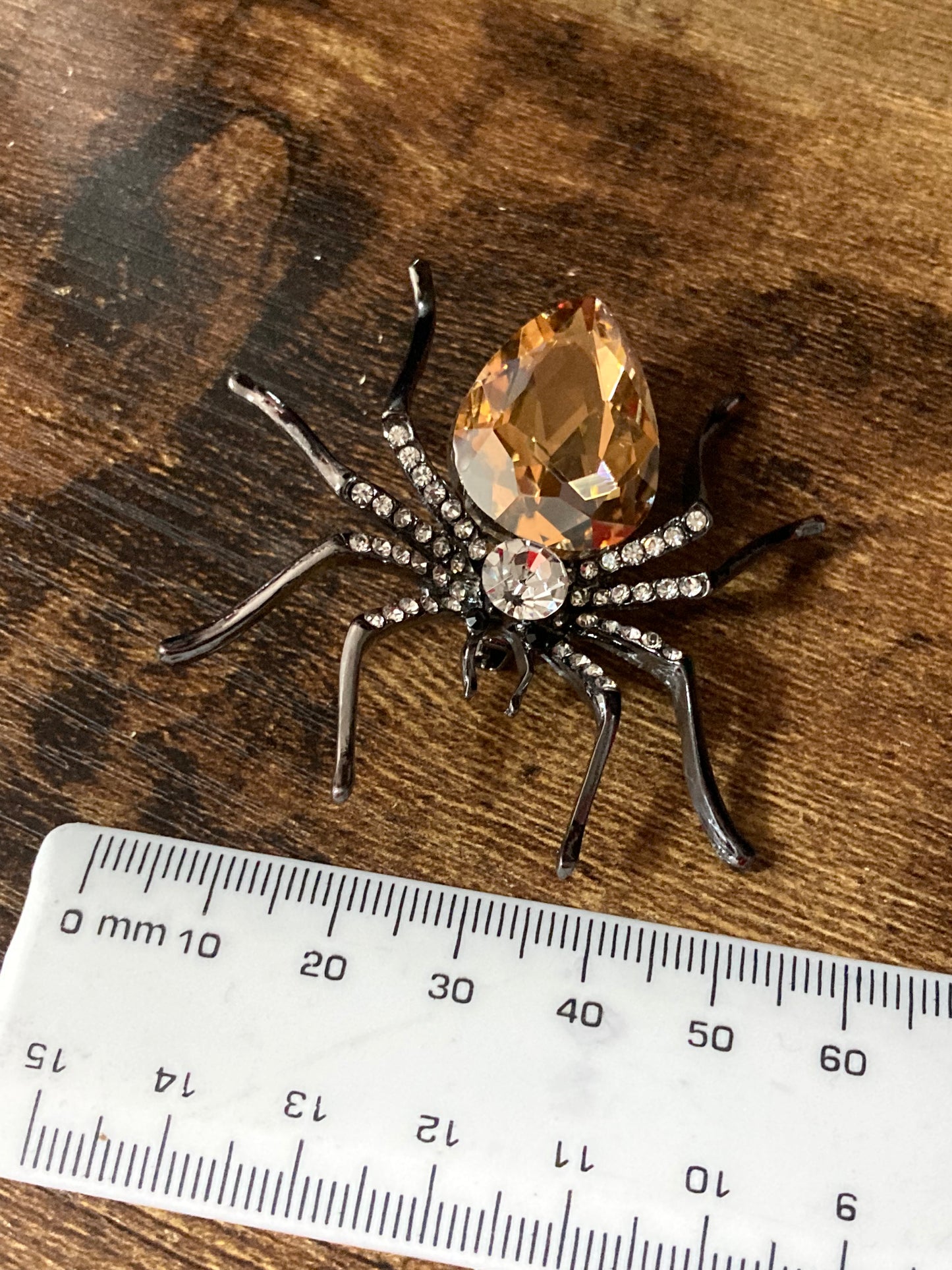 Large spider brooch citrine diamanté