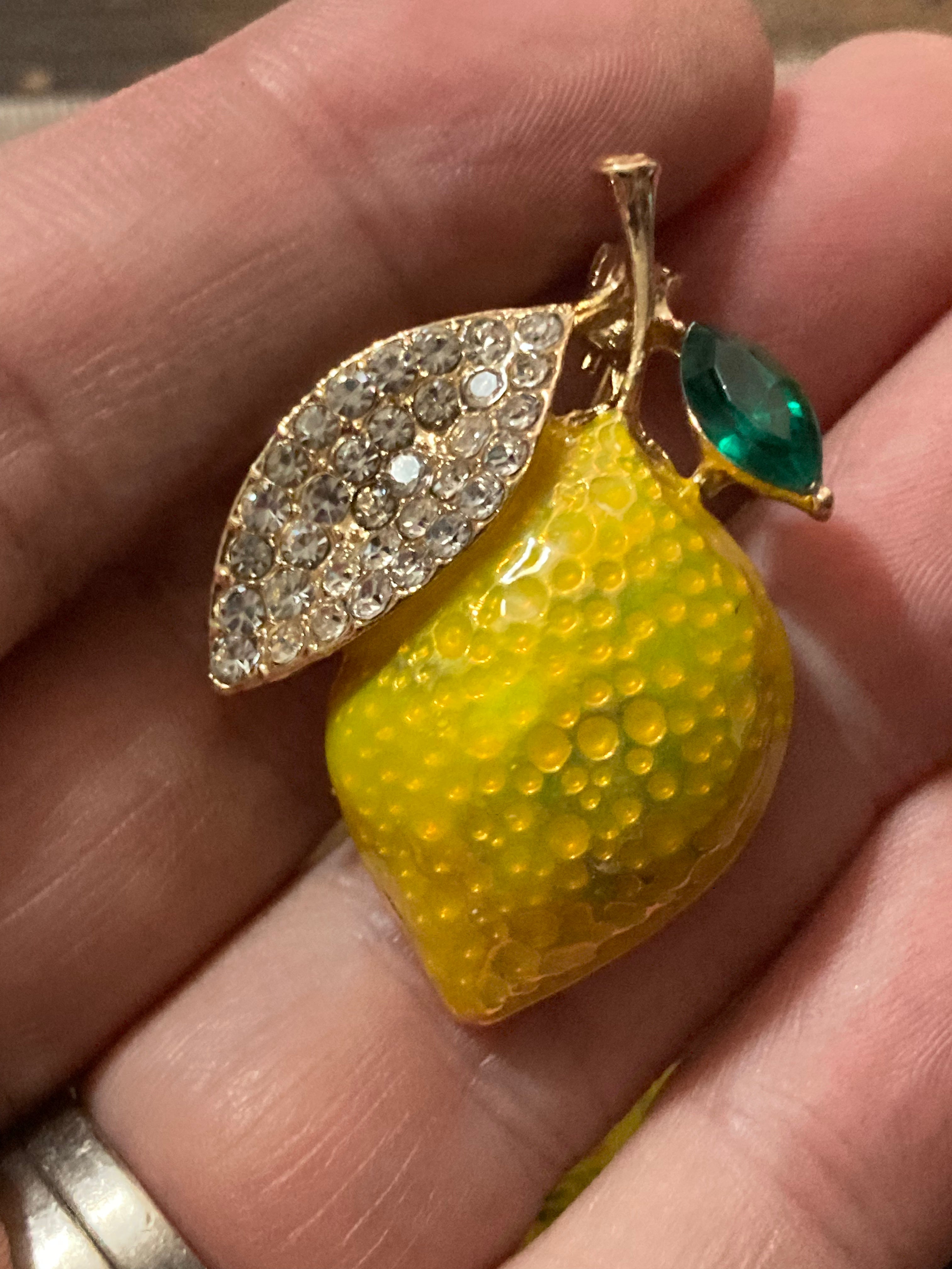 Summer lemon diamanté brooch