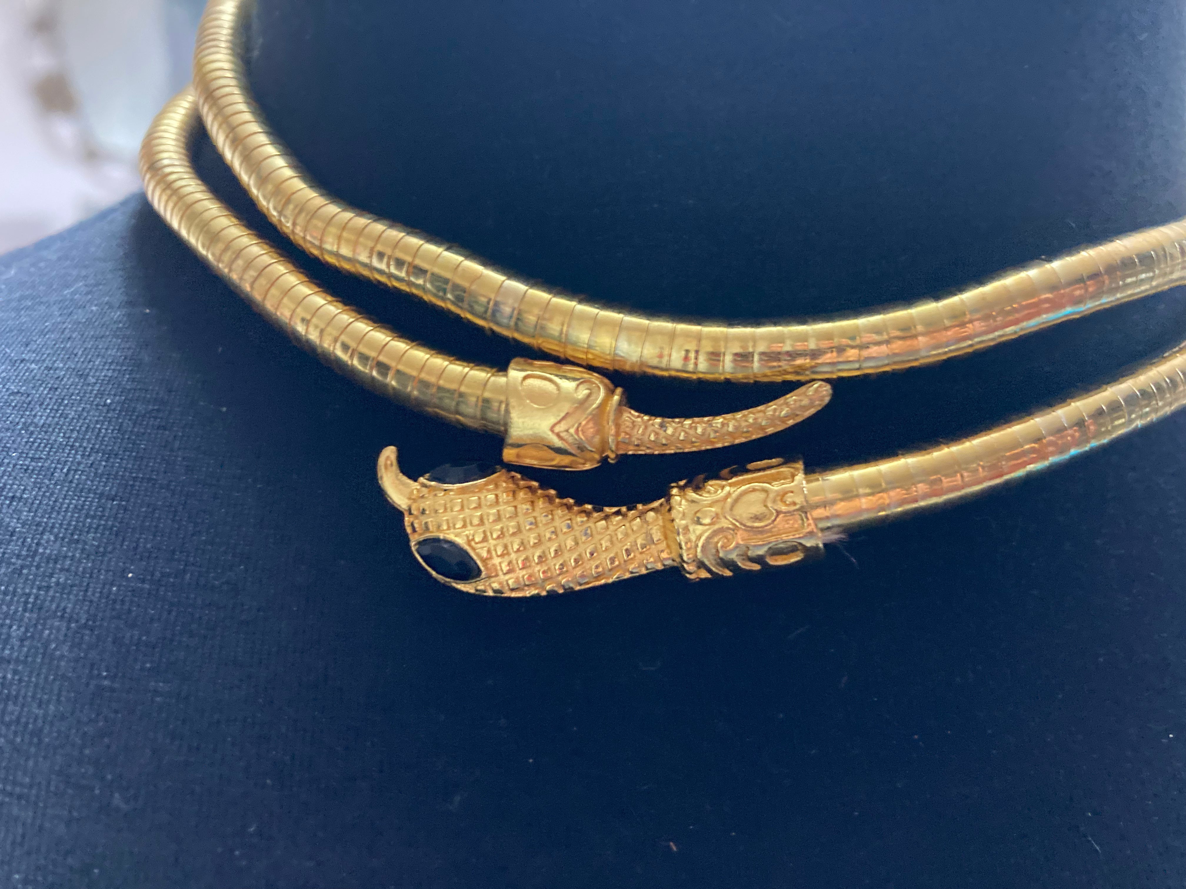 Gold bendy snake choker necklace