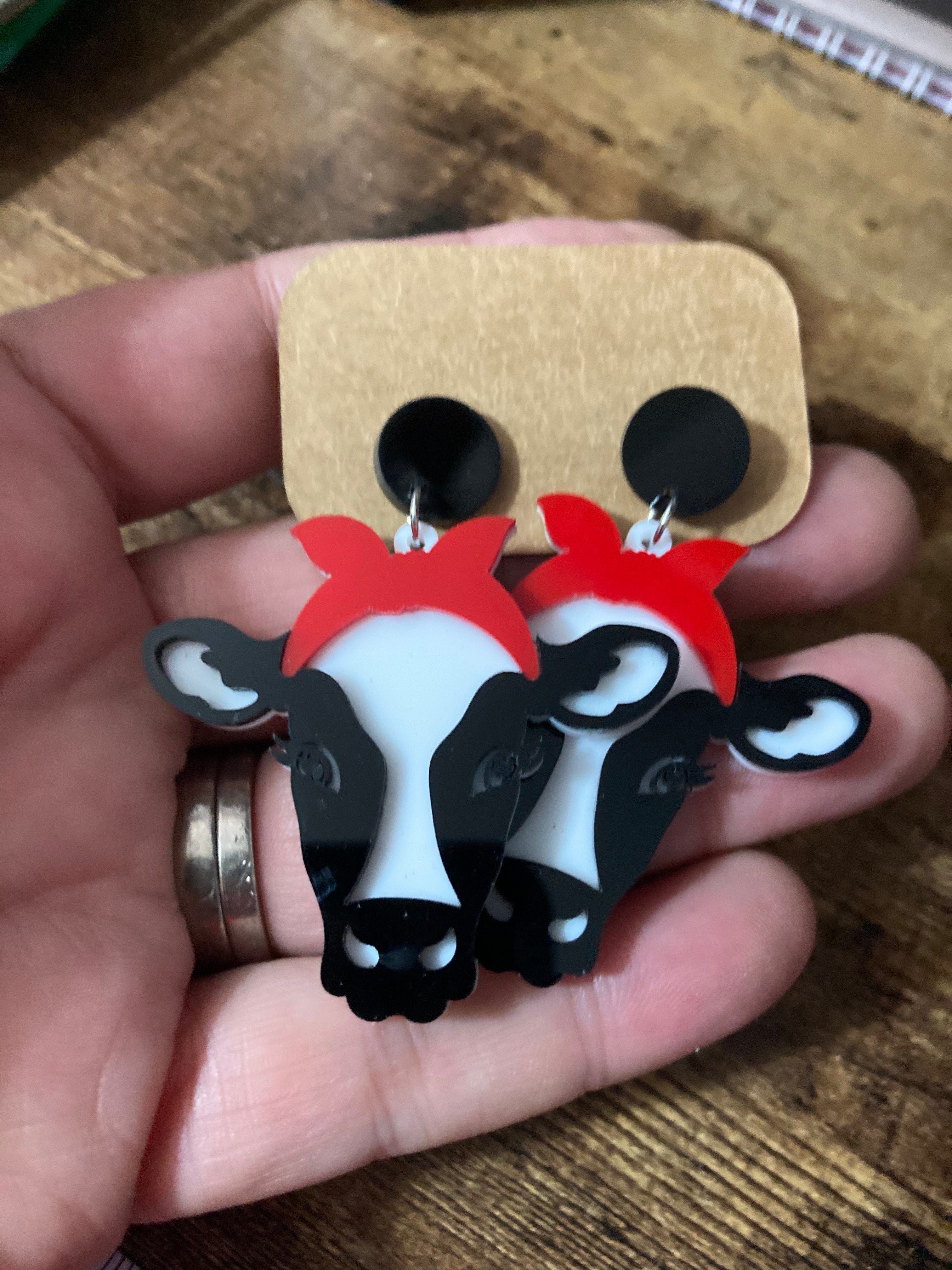 Daisy the cow acrylic earrings